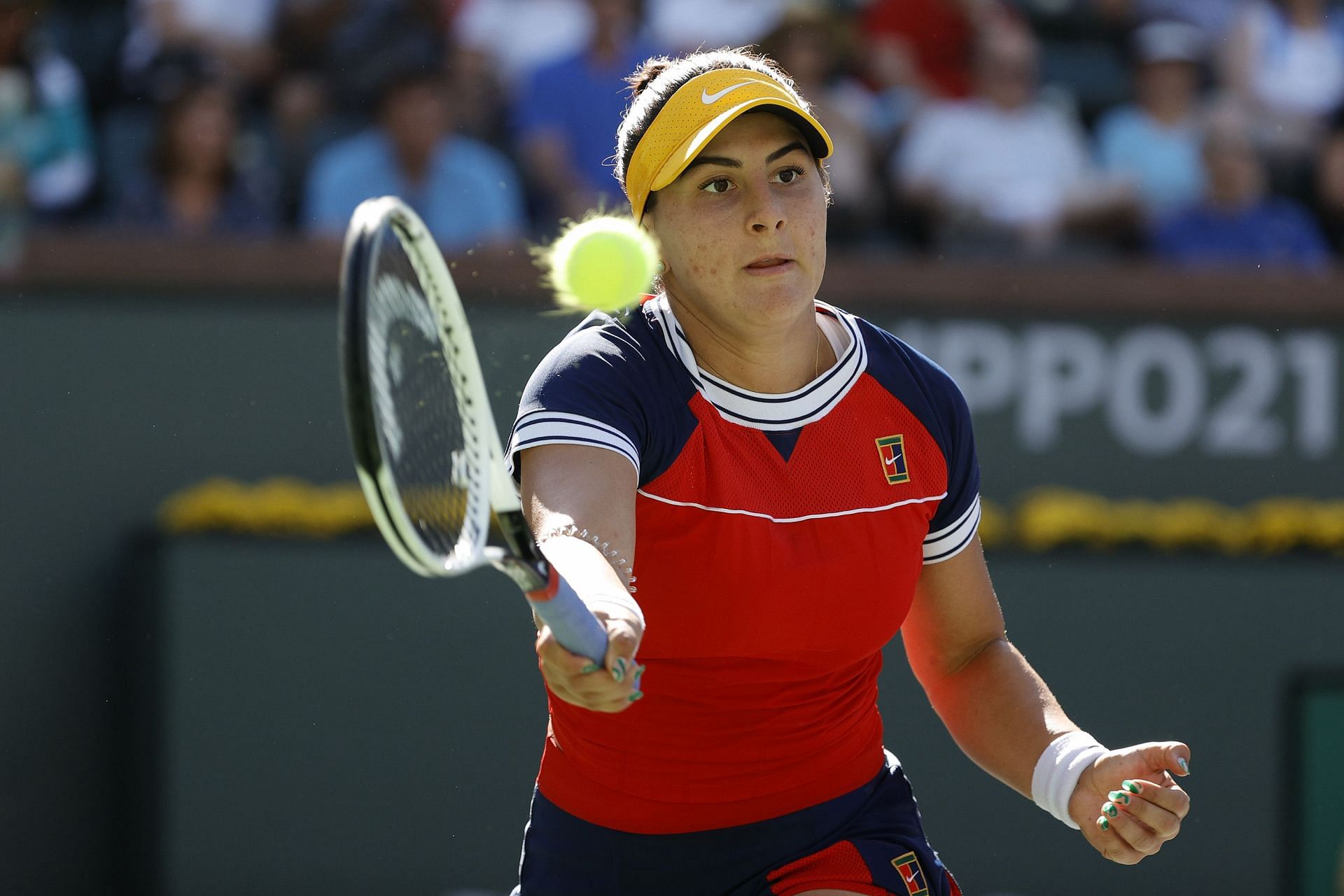 Bianca Andreescu in action at the BNP Paribas Open