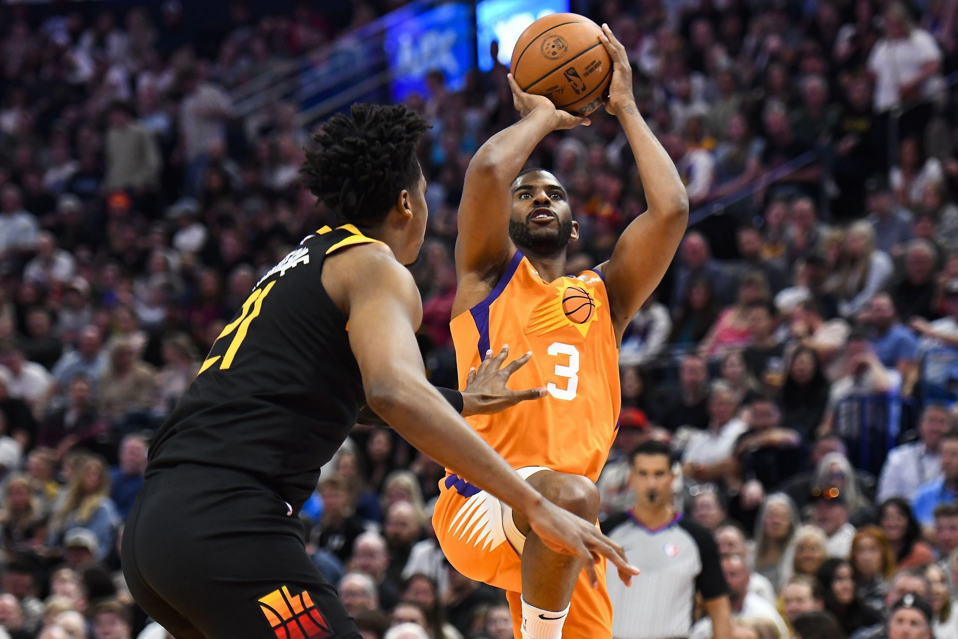 Phoenix Suns v Utah Jazz; Chris Paul shoots over Hassan Whiteside