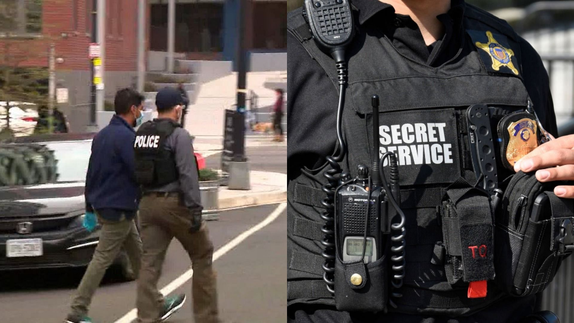 Fake Secret Service agents Arian Taherzadeh and Haider Ali were arrested for impersonating as DHS officials (Image via Lorenzo Hall/Twitter &amp; Robert Alexander/Getty Images)