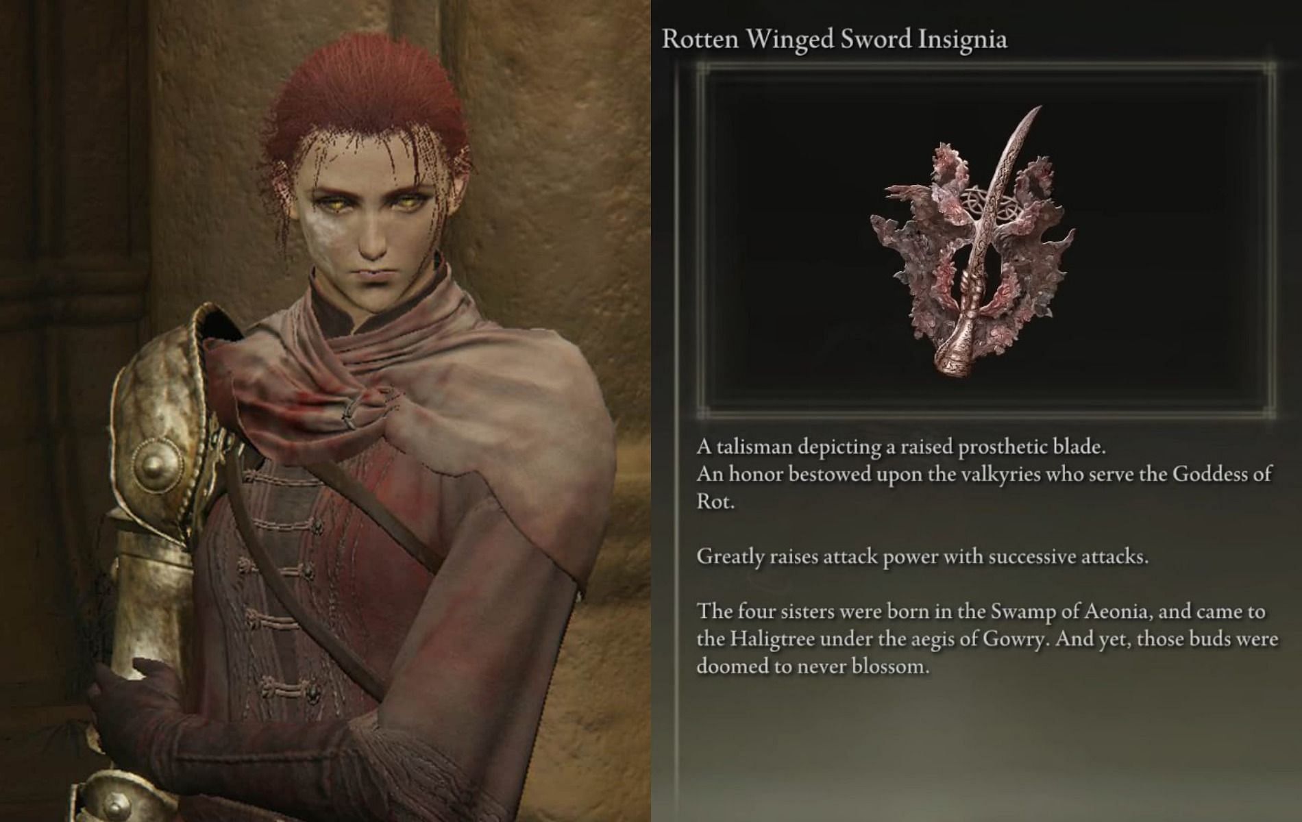 Obtaining the Rotten Winged Sword Insignia in Elden Ring (Images via Elden Ring)