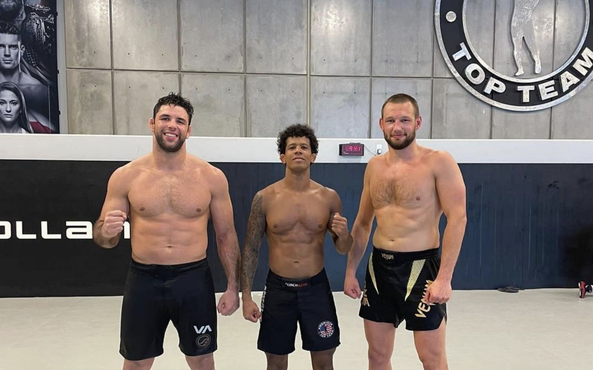 Reinier de Ridder (right) trains with Marcus &#039;Buchecha&#039; Almeida (left) and Adriano Moraes (center) at American Top Team. [Photo Reinier de Ridder Instagram]