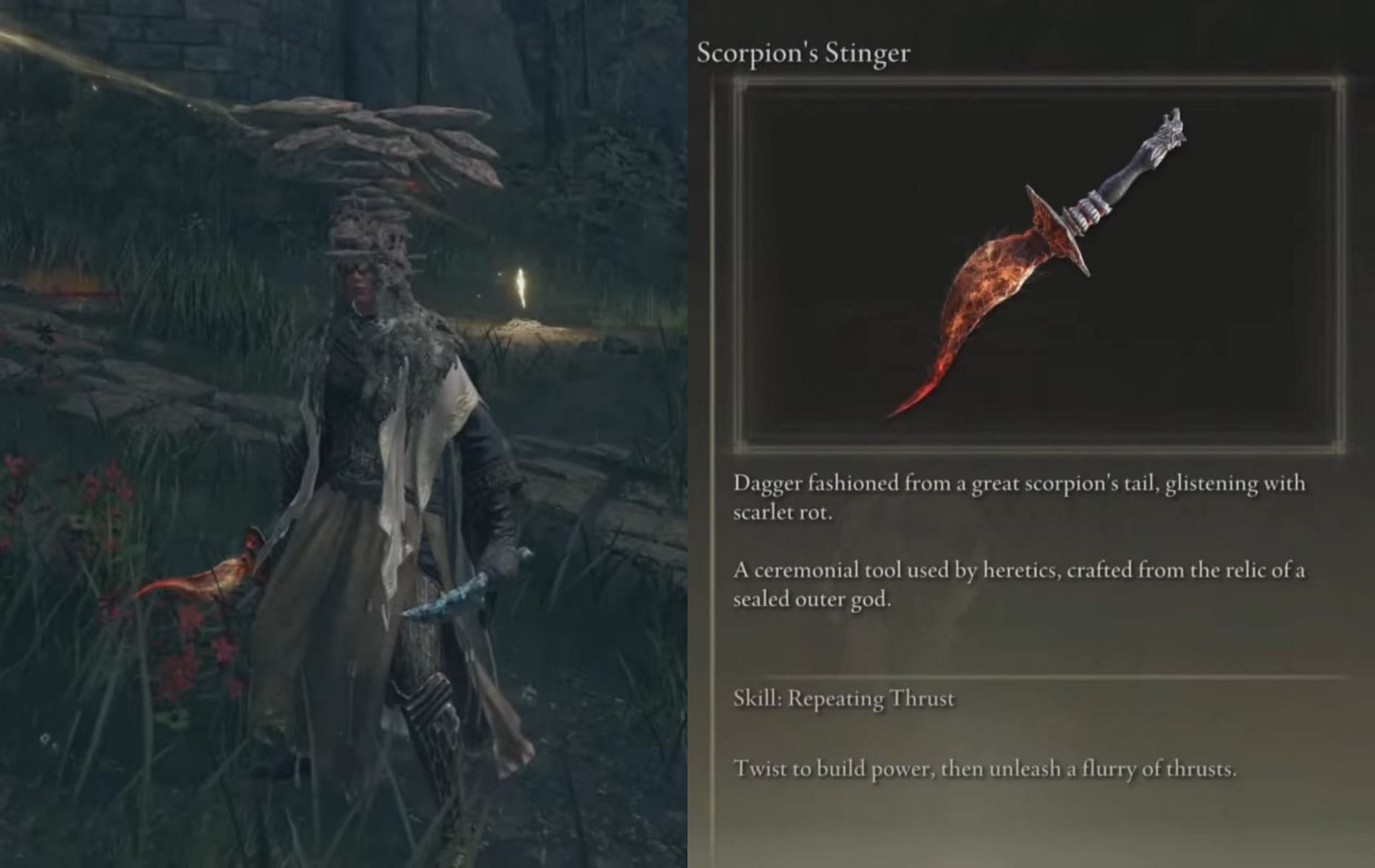 Obtaining the Scorpion&rsquo;s Stinger in Elden Ring (Images via Elden Ring and Fredcheckdave/YouTube)