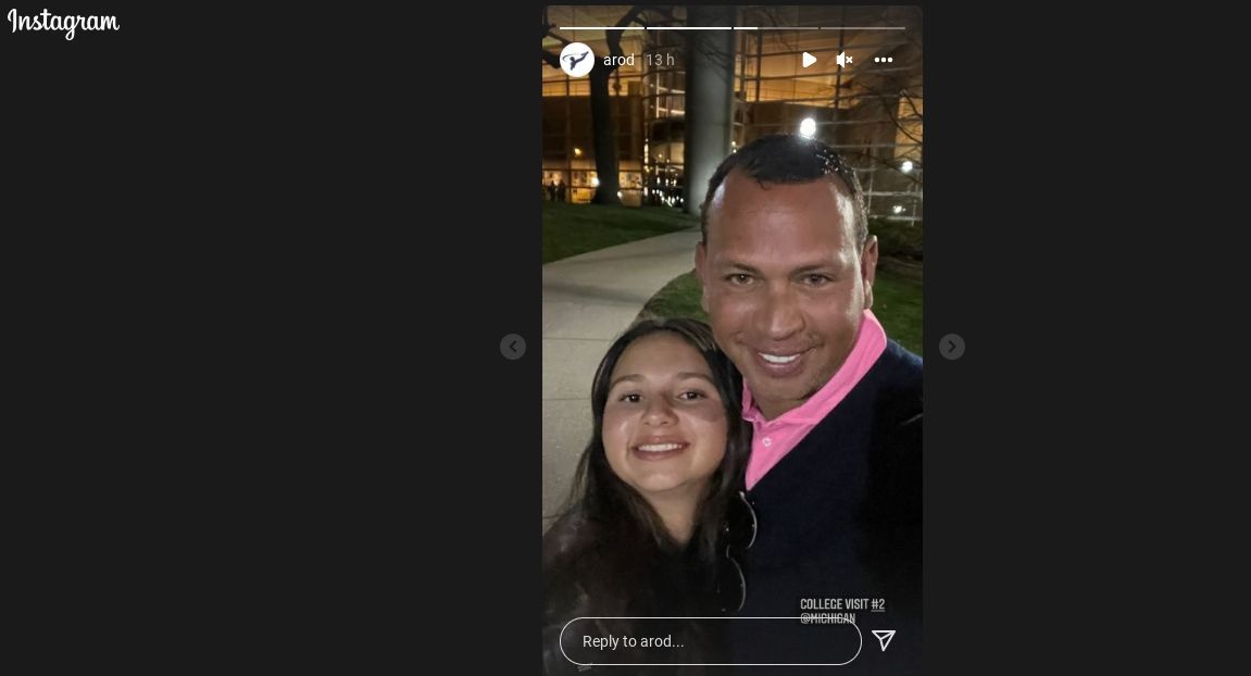 Alex Rodriguez with his daughter Natasha at the Michigan campus