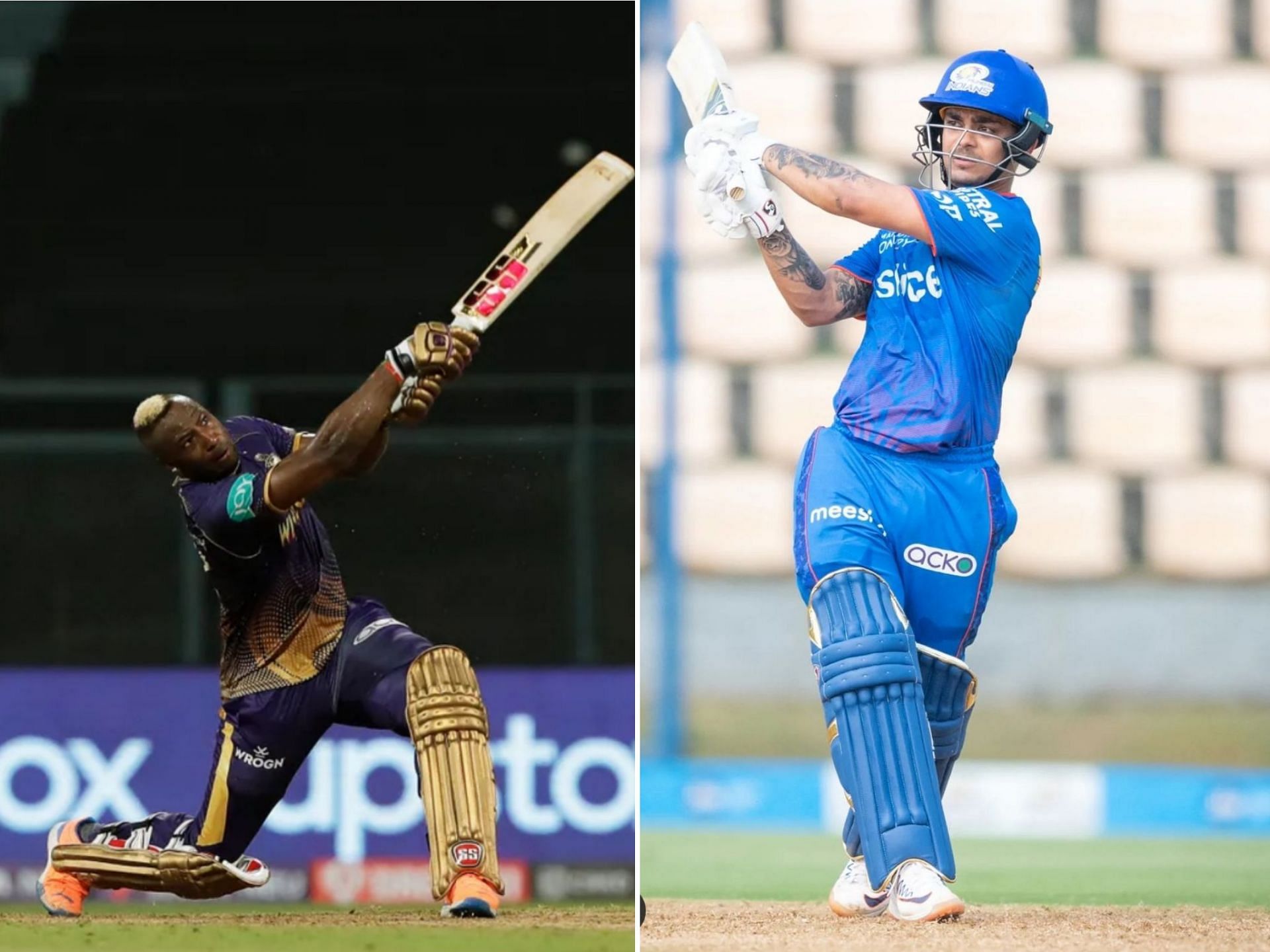 Andre Russell (L) and Ishan Kishan (R) during Week 1 of the IPL 2022