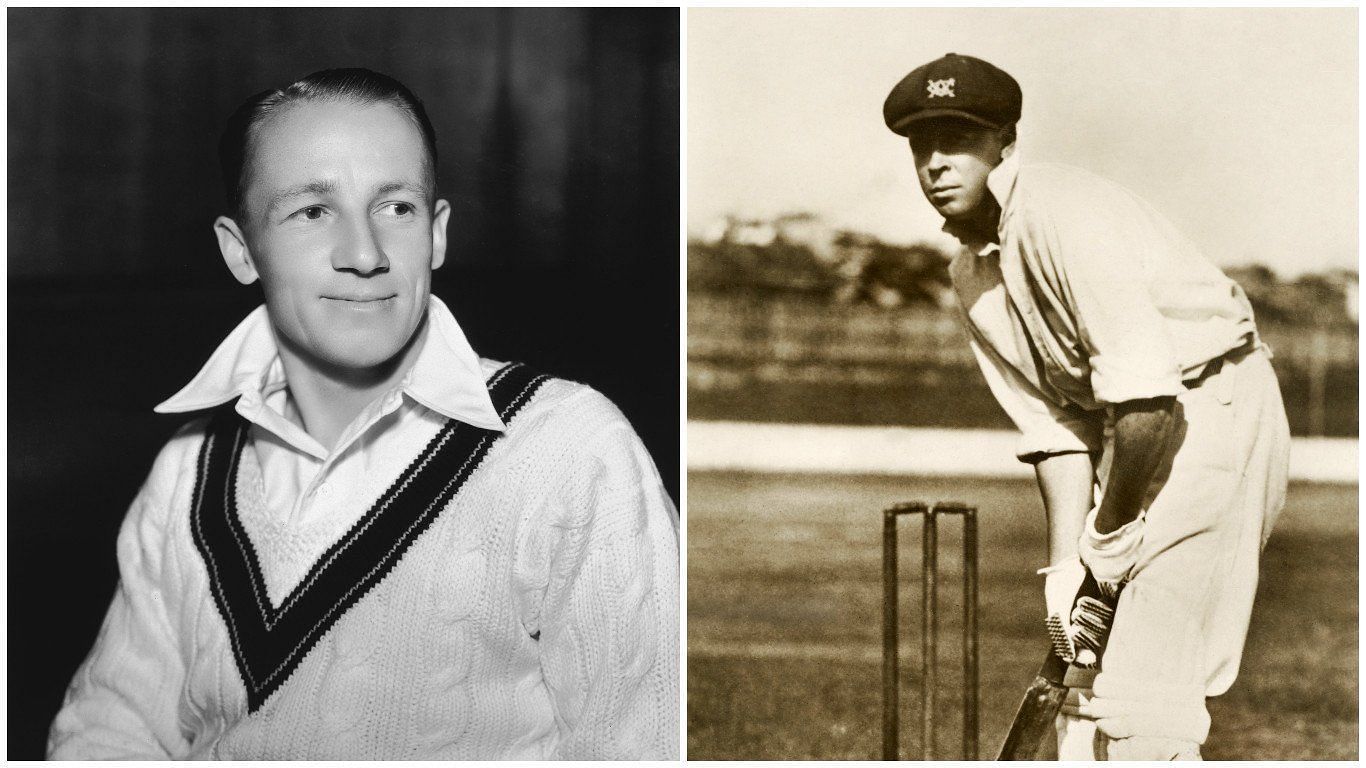 Bill Ponsford (R) had two massive partnerships with Sir Don Bradman (L) in the 1934 Ashes (Image: Twitter/ICC)