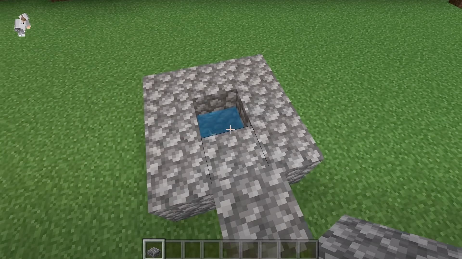 Players should break the cobblestone blocks and replace them with slabs (Image via JC Playz/YouTube)
