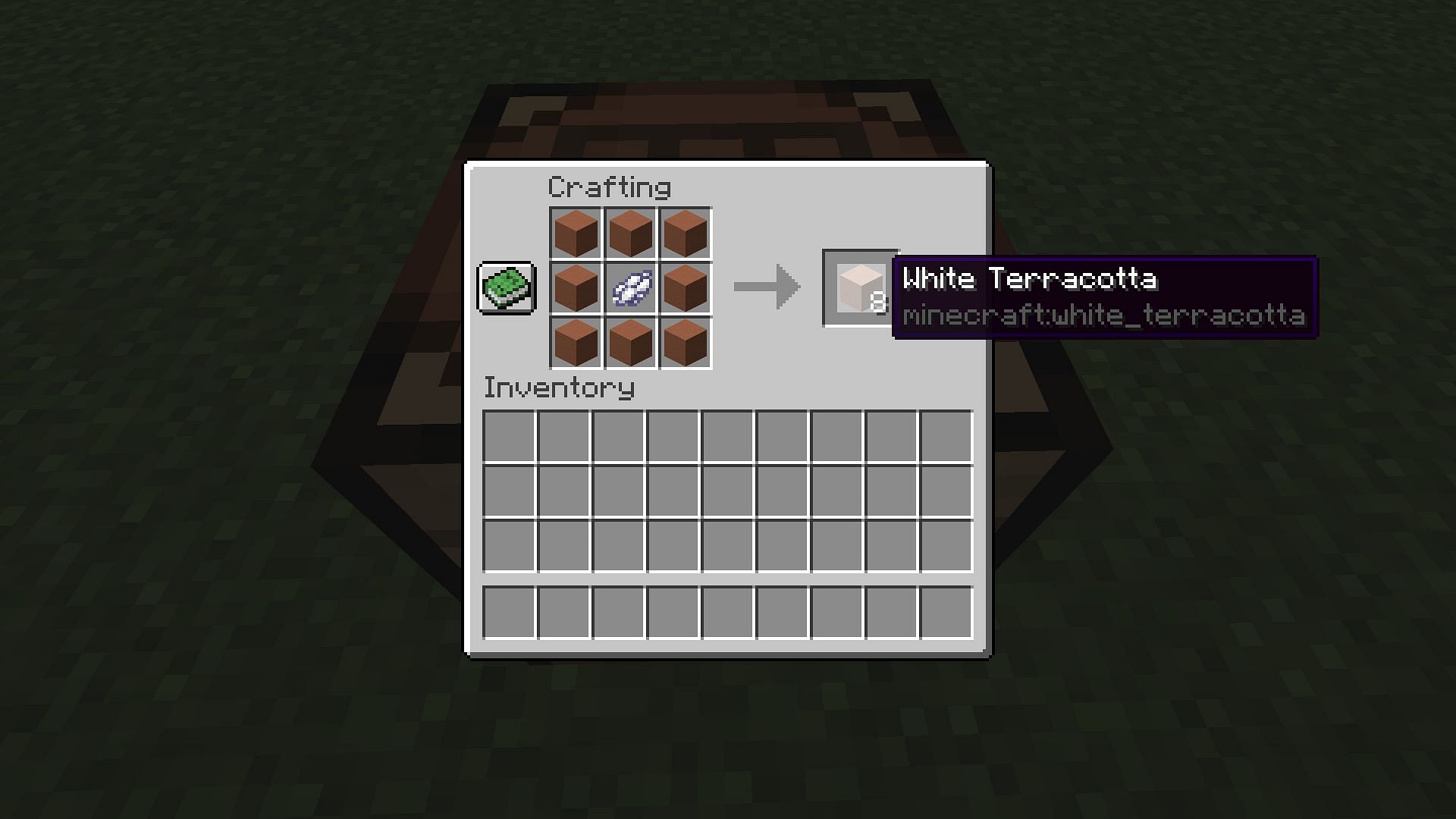 White terracotta crafting recipe (Image via Mojang)