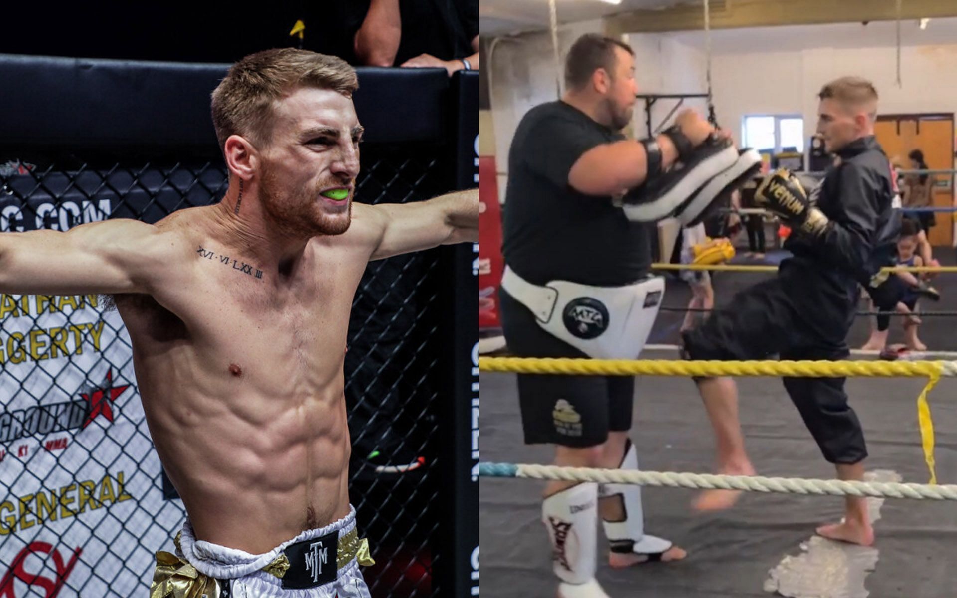 Jonathan Haggerty is putting in work in the gym.  [Photos: ONE Championship/@jhaggerty_ on Instagram]