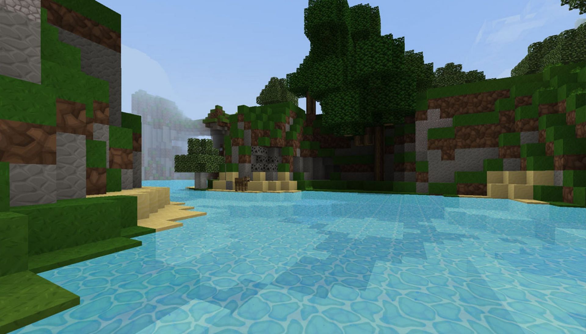 Sphax PureBDCraft brings a patterned texture to the water&#039;s surface (Image via Minecraft XL)