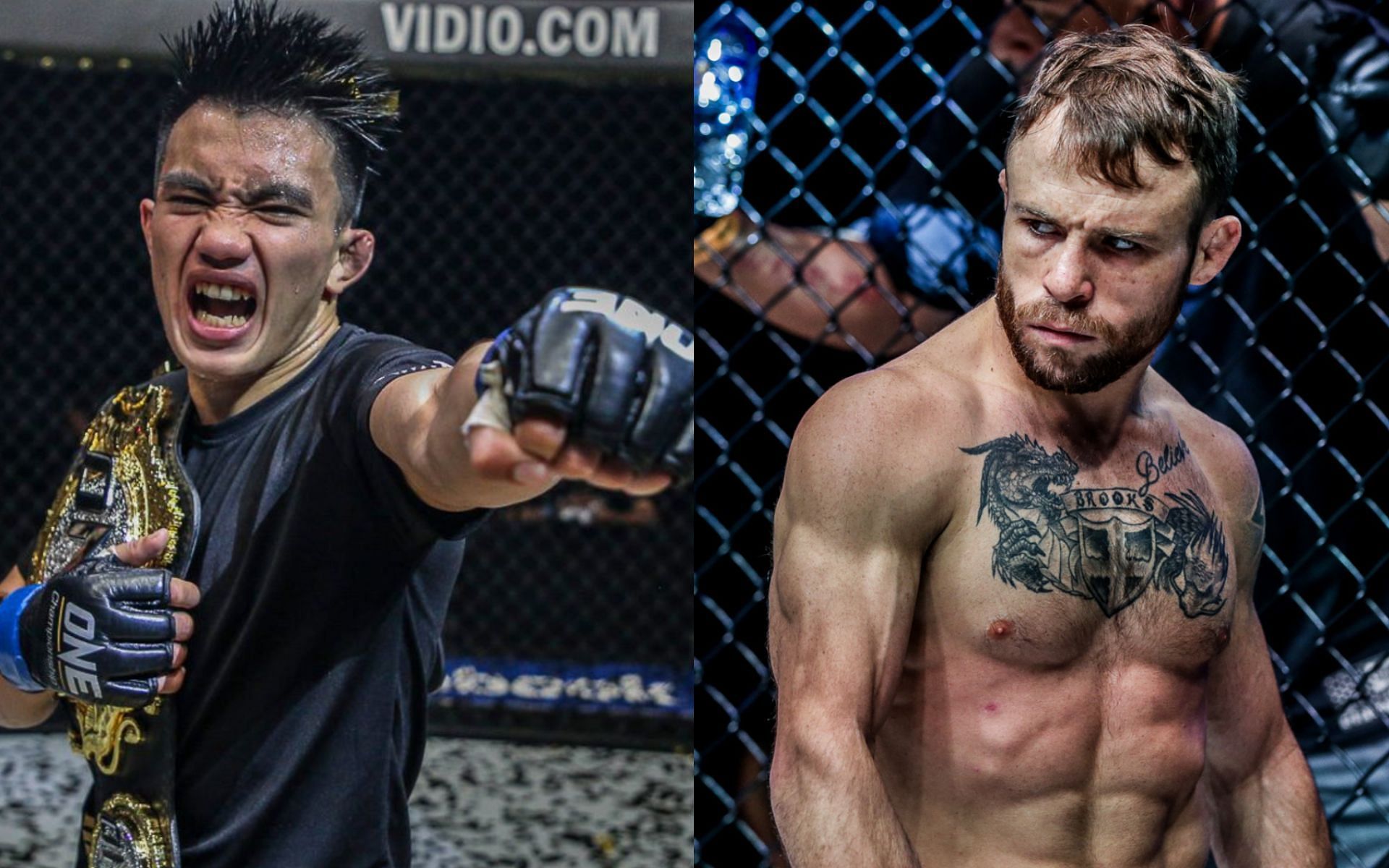Jarred Brooks (right) predicts that he&#039;ll get an early submission win over Joshua Pacio when they finally meet each other inside the Circle. [Photos ONE Championship]