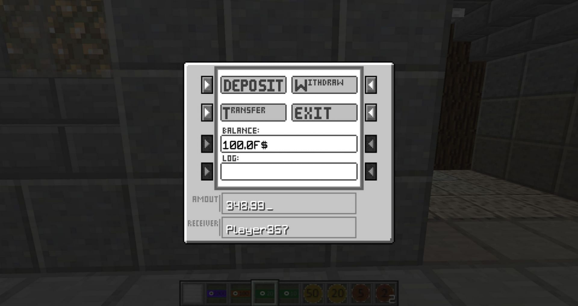 Fex&#039;s Small Money introduces traditional currency and even ATMs (Image via Fex__96/PlanetMinecraft)