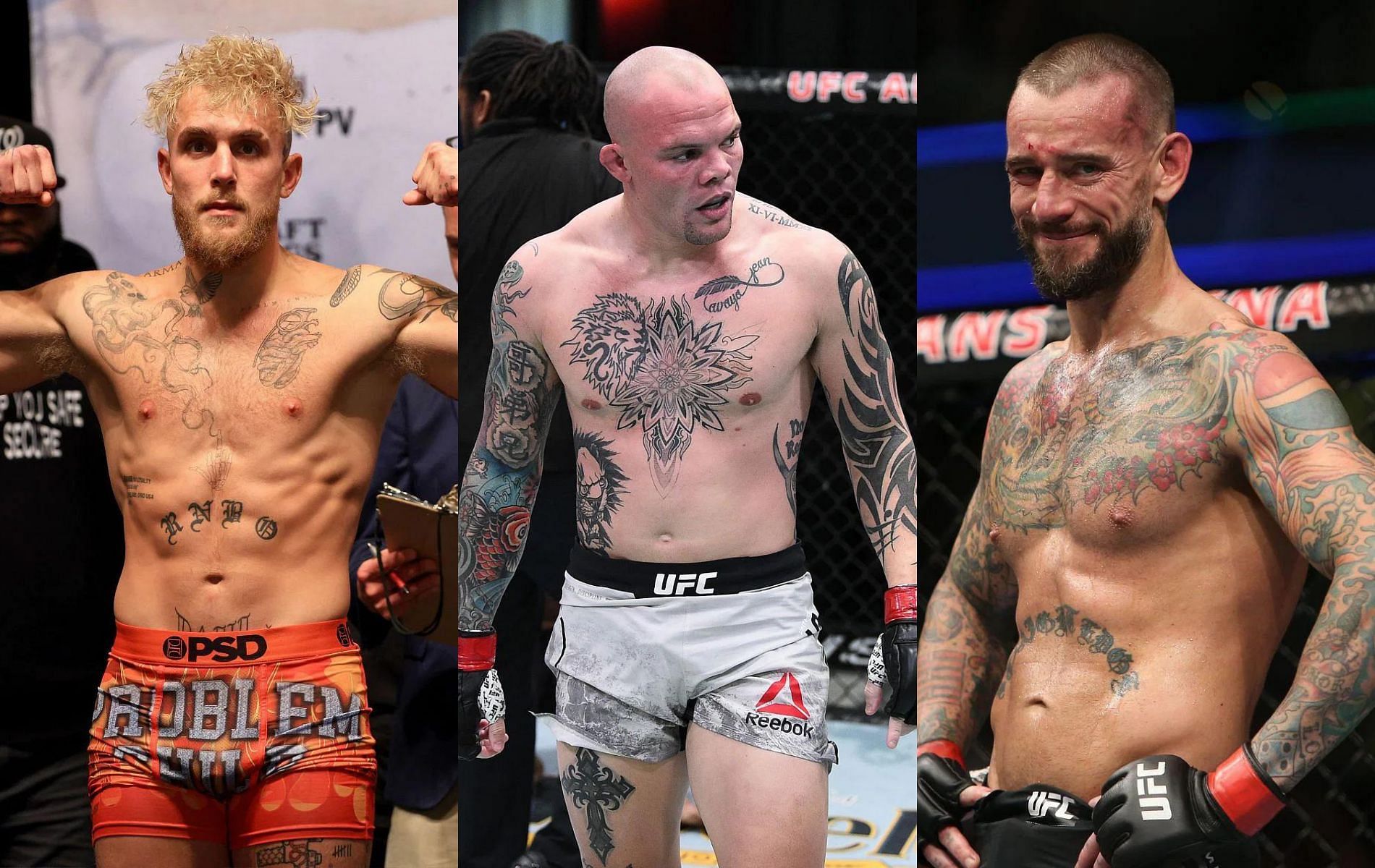 Jake Paul (left), Anthony Smith (center) &amp; CM Punk (right)