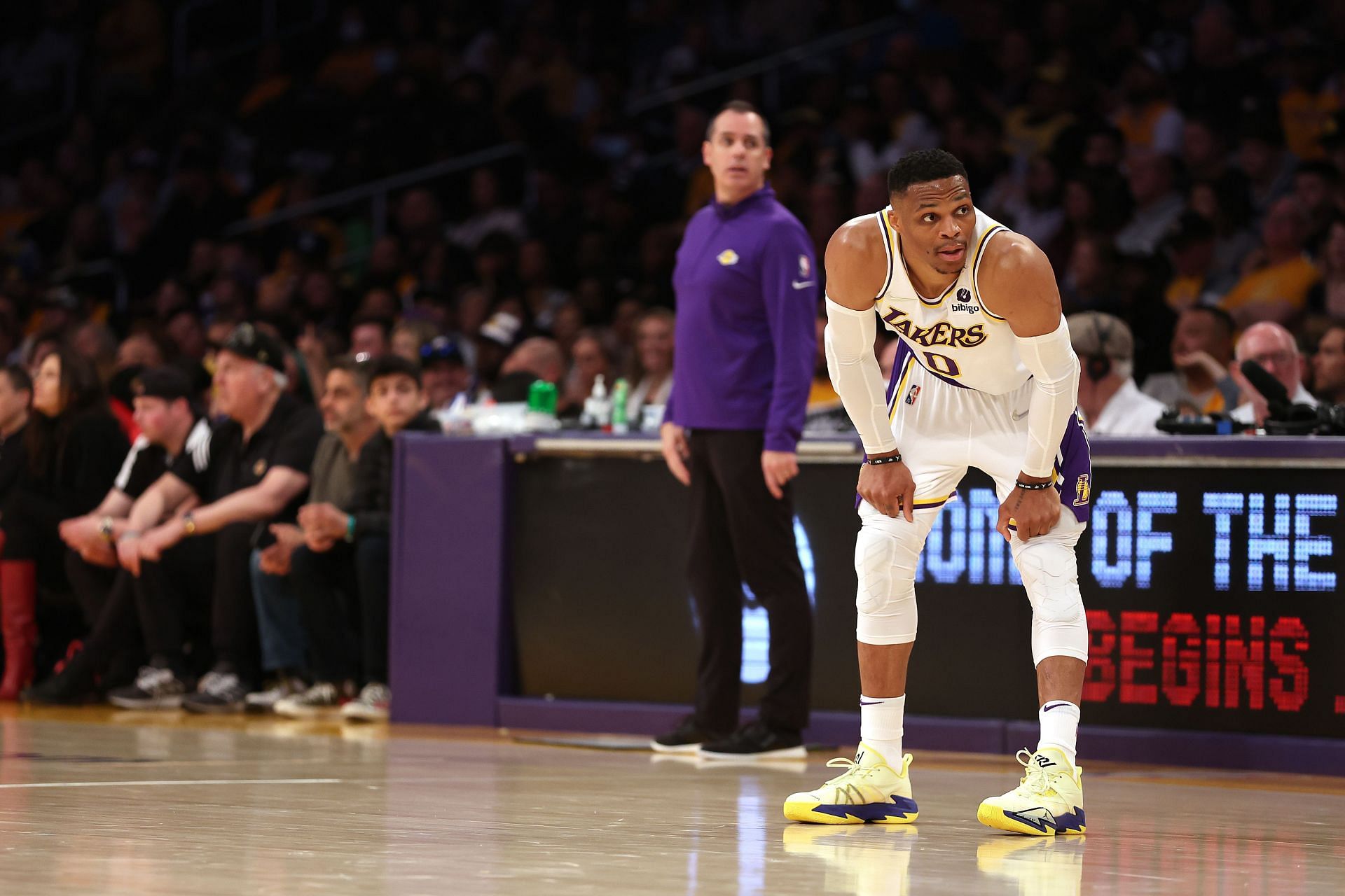 Los Angeles Lakers veteran guard Russell Westbrook in a game