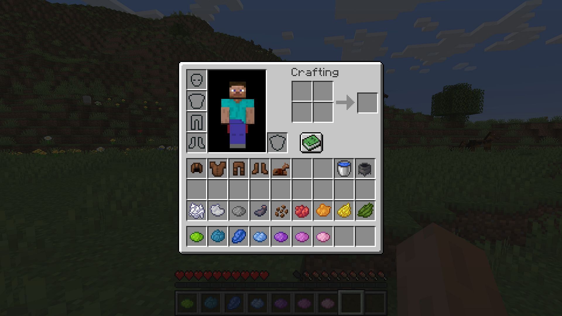 An inventory filled with everything needed to set up a dye station. (Image via Minecraft)