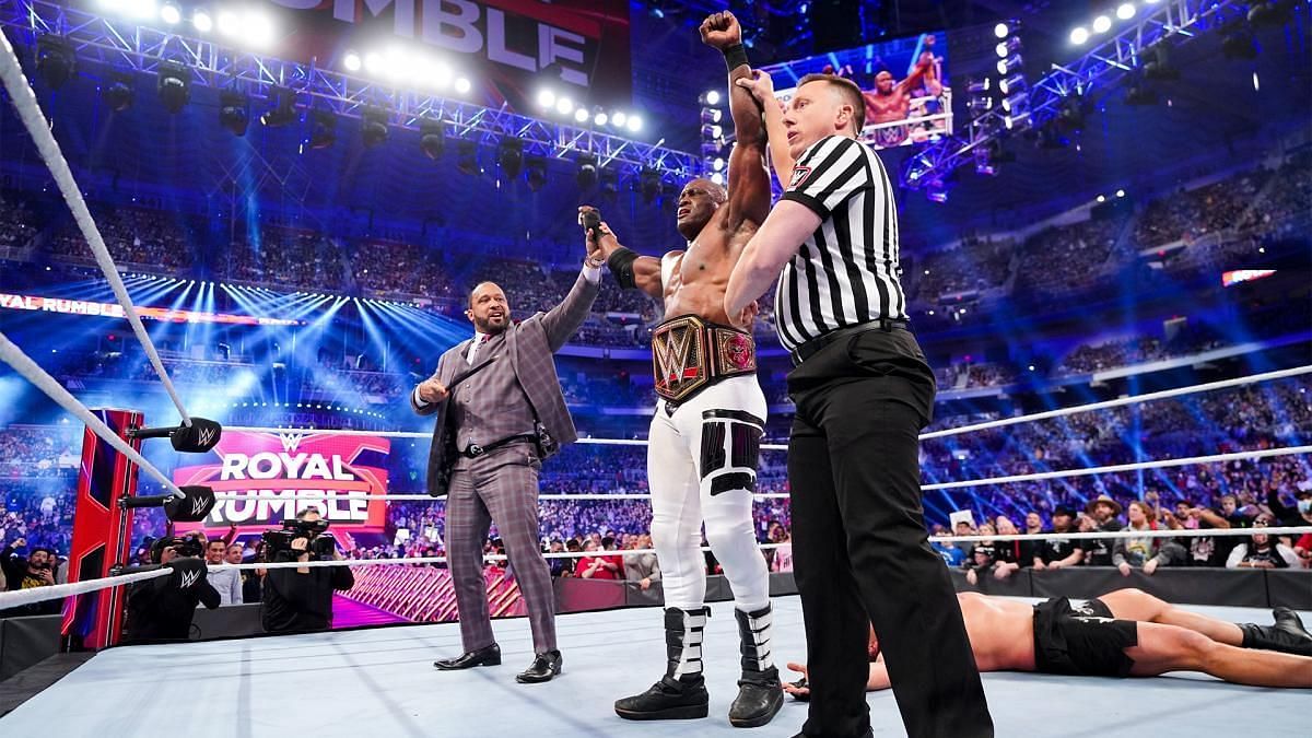 Montel Vontavious Porter escorted Bobby Lashley to his match against Brock Lesnar at the Royal Rumble 