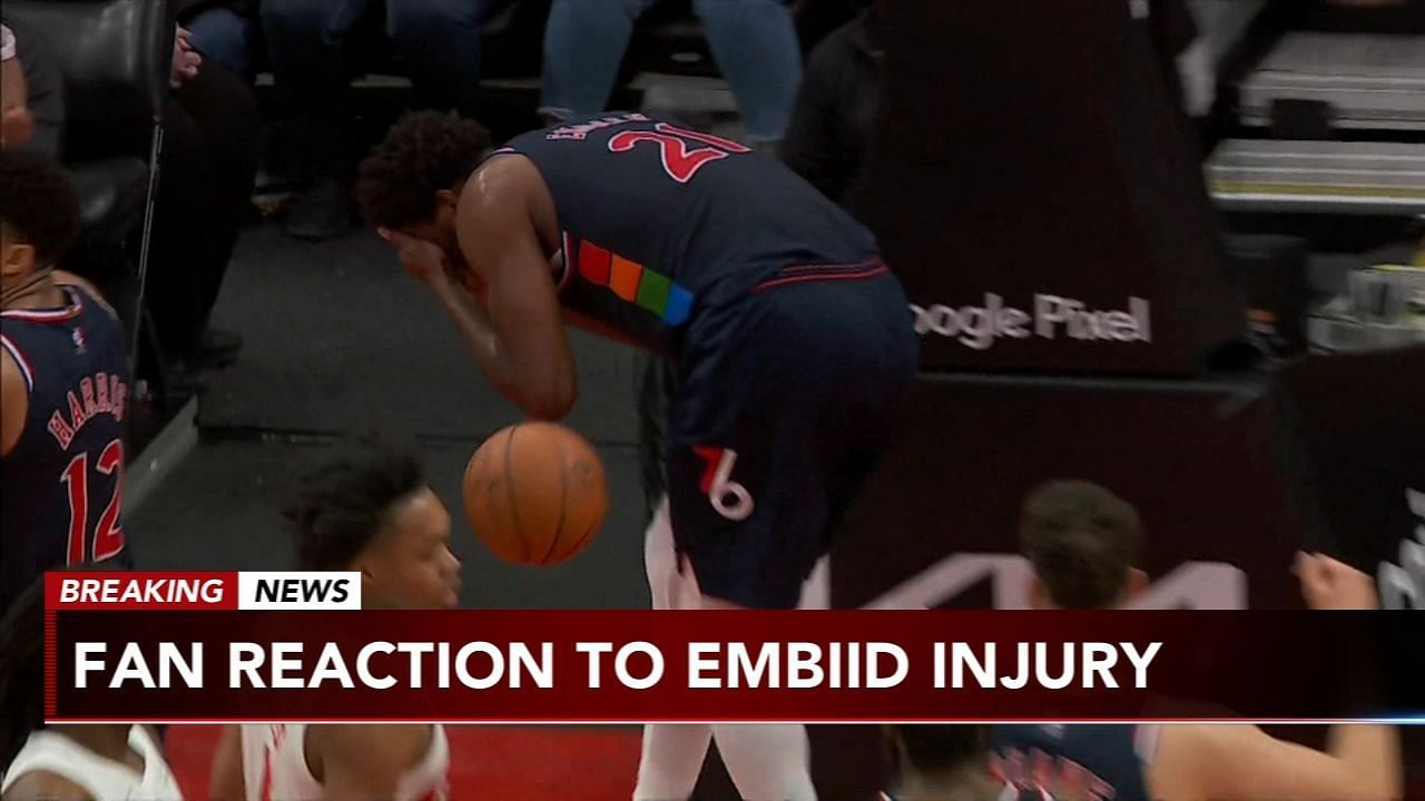 Pascal Siakam&#039;s inadvertent elbow to Joel Embiid&#039;s forehead resulted in a fracture and concussion. [Photo: 6ABC]