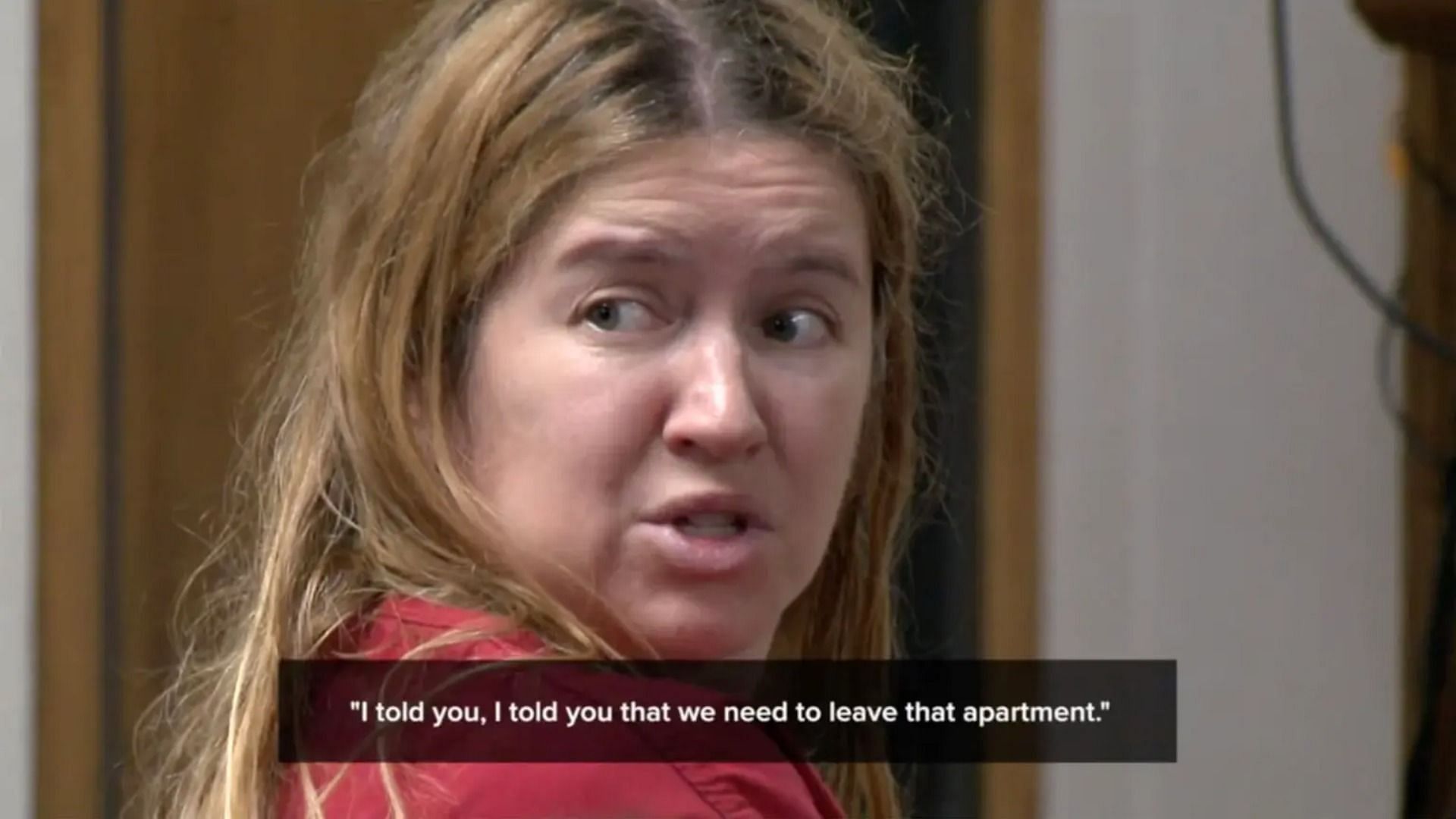 Natalia Hitchcock talking to her husband during her court hearing (Image via WTMJ-TV)