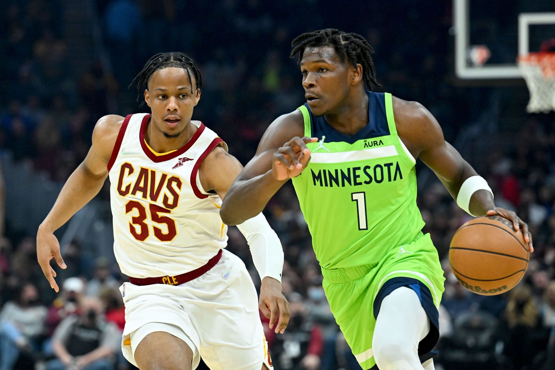 The Minnesota Timberwolves&#039; Anthony Edwards with the ball