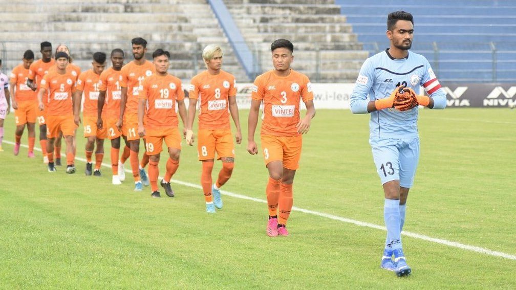 NEROCA FC players take to the field during their I-League encounter - Image Courtesy: I-League Twitter