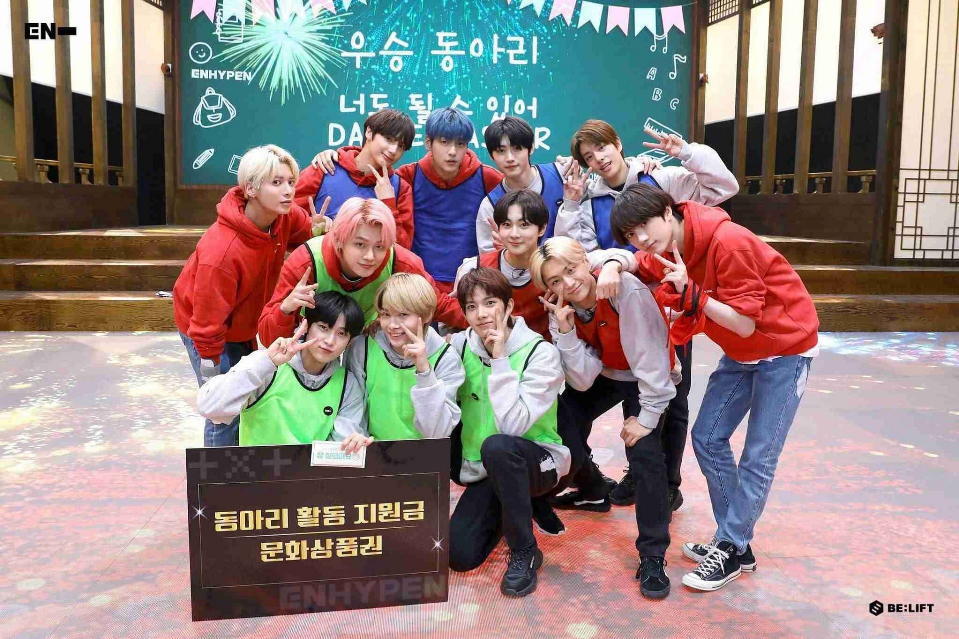 TXT and ENHYPEN share a warm friendship as HYBE labelmates. (Image via BELIFT LAB)