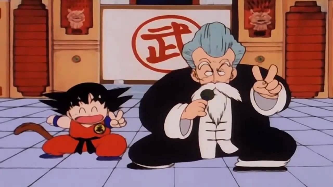 Goku (left) and Master Roshi (right) as seen in the original series&#039; anime (Image via Toei Animation)