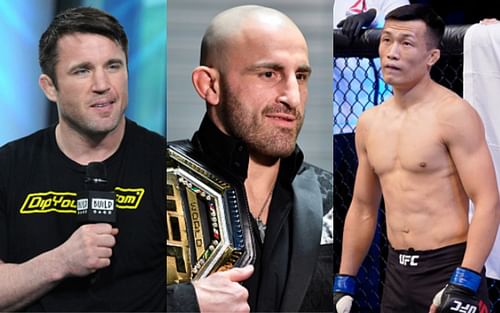 Chael Sonnen (left); Alexander Volkanovski (center); Chan Sung Jung (right)