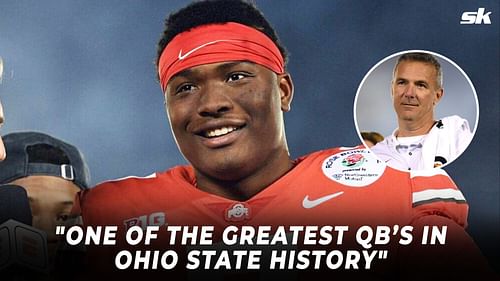 The late Dwayne Haskins (inset: Urban Meyer)