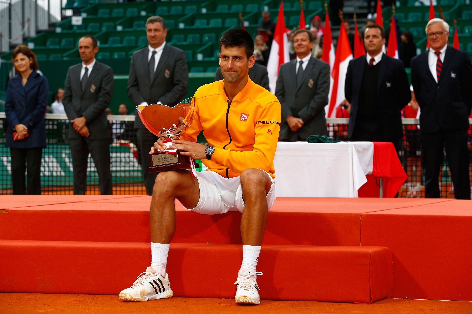 Novak Djokovic celebrates after winning the 2015 Monte-Carlo Rolex Masters
