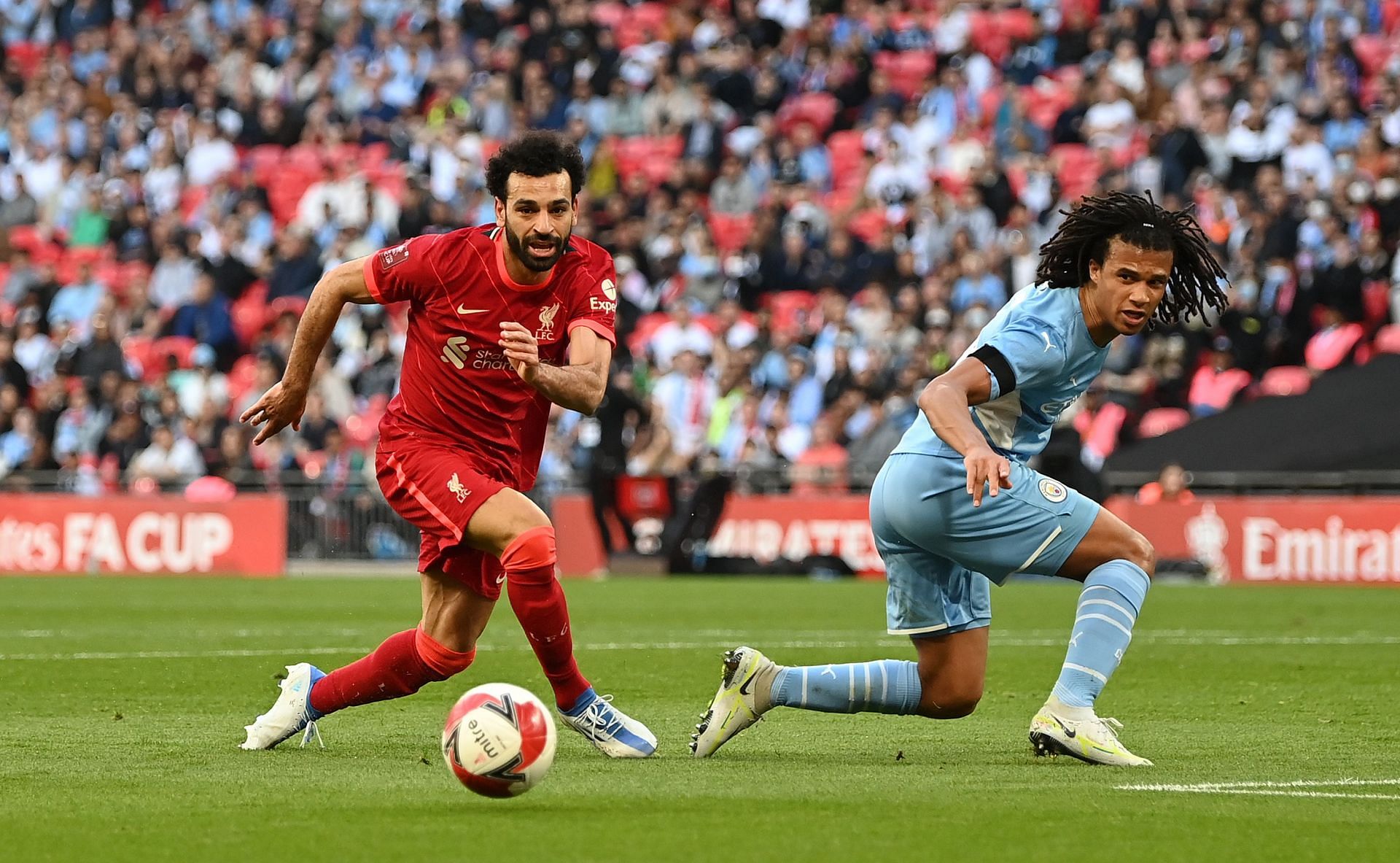 Mohamed Salah in action against Manchester City.