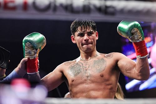 Ryan Garcia Celebrates Defeat of Emmanuel Tagoe [Courtesy of Getty]