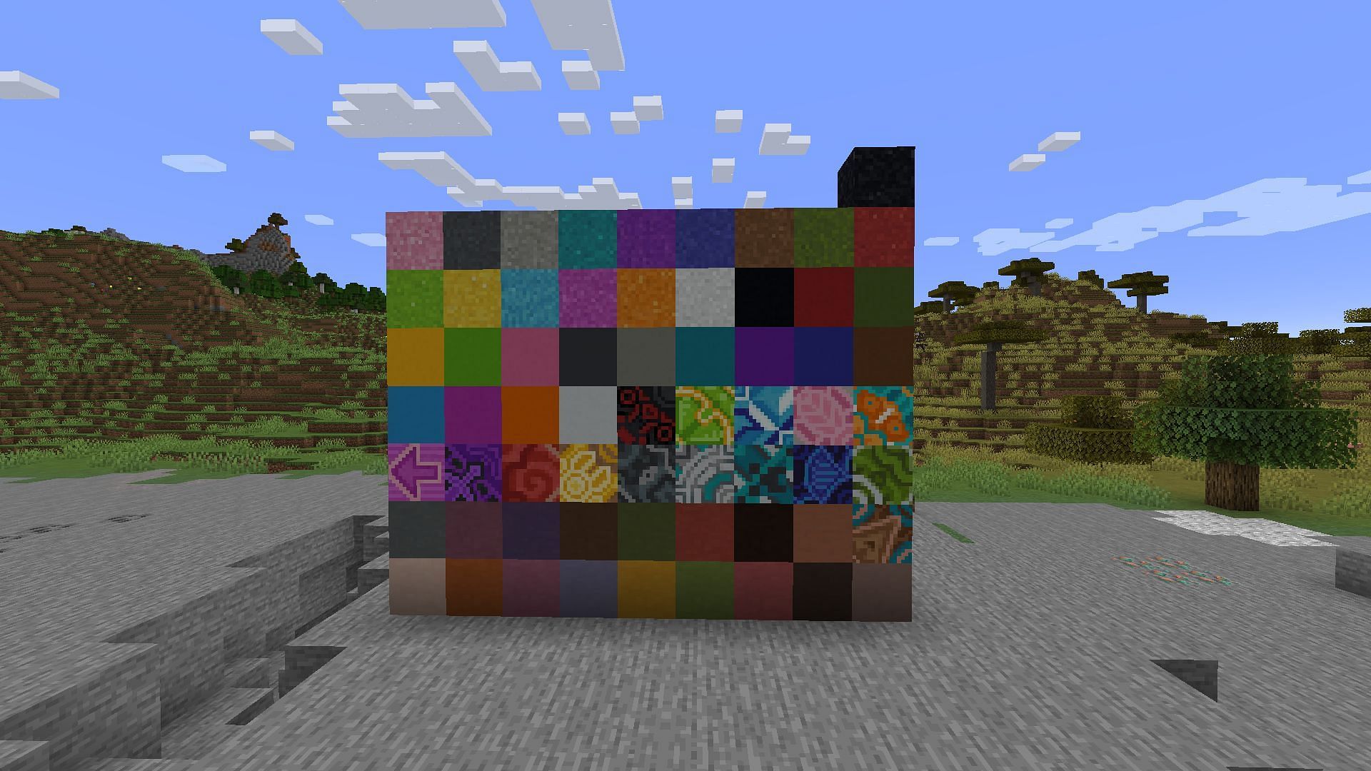 All the concrete and terracotta variants (Image via Minecraft)