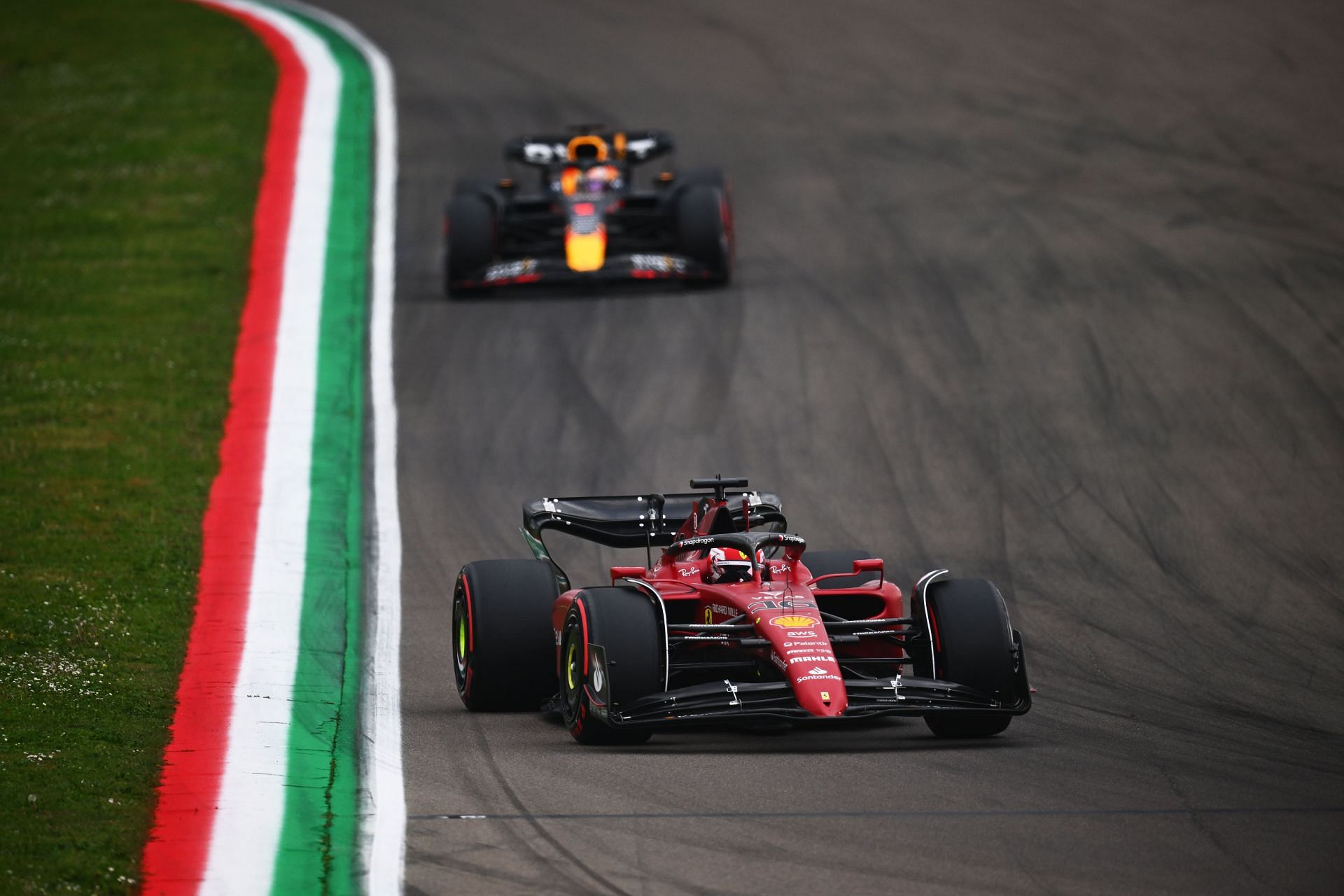 F1 Grand Prix of Emilia Romagna - Sprint - Max Verstappen lines up behind Charles Leclerc at Imola