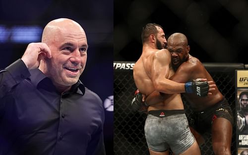 Joe Rogan (left), Dominick Reyes vs. Jon Jones (right)