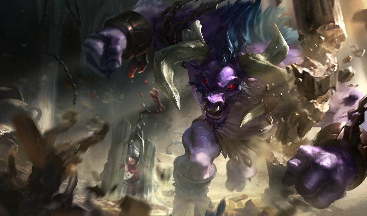 Alistar&#039;s ultimate allows him to take reduced damage, which makes it difficult for Pyke to fight (Image via League of Legends)