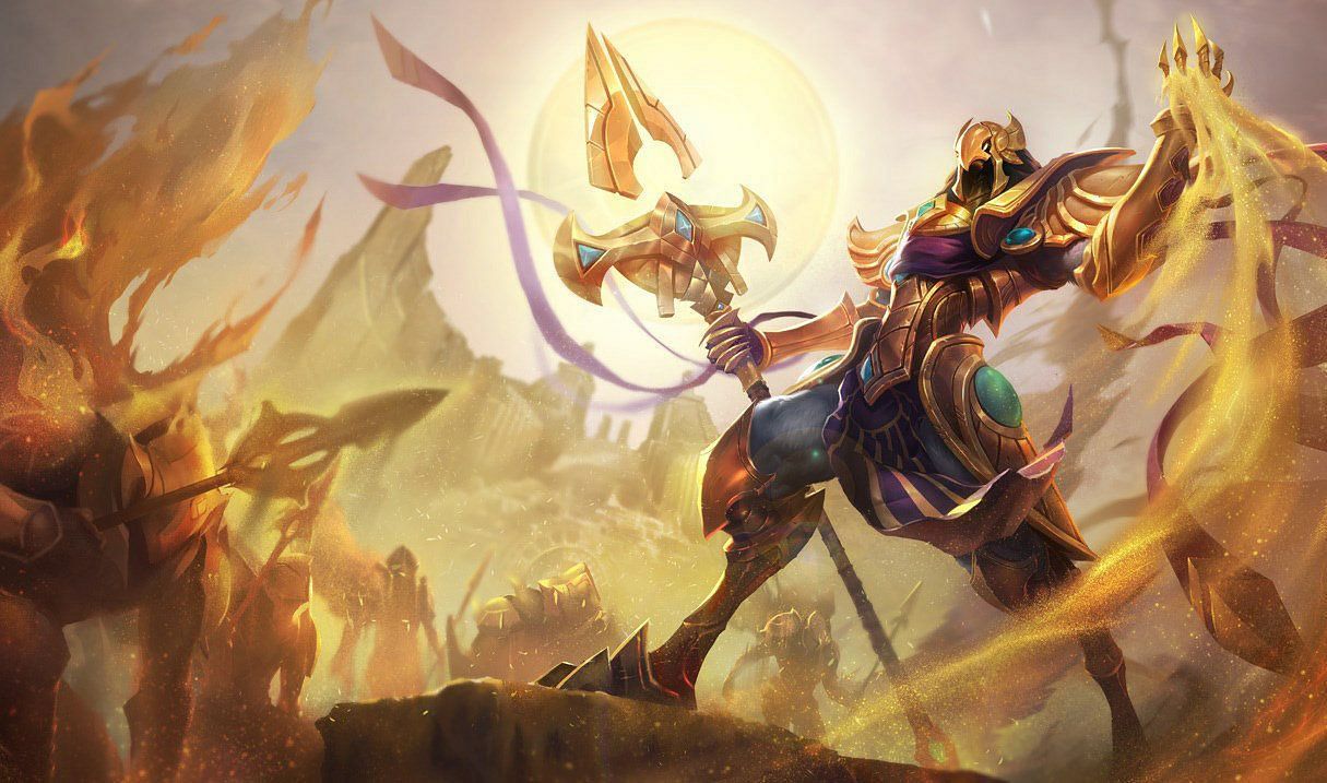 Azir&#039;s ultimate can push heavily farmed enemy ADCs away from fights (Image via League of Legends)