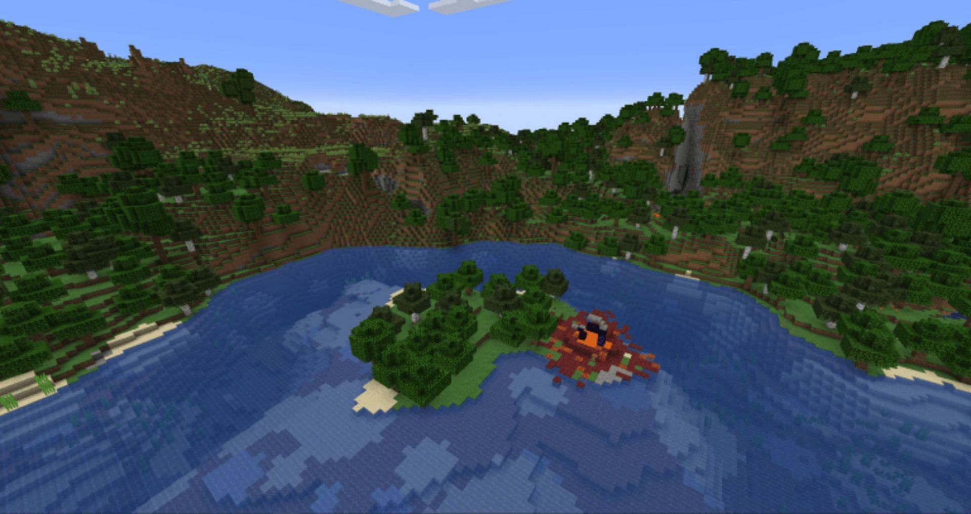 Players can find a large variety of biomes a short distance from spawn in this seed (Image via Mojang)