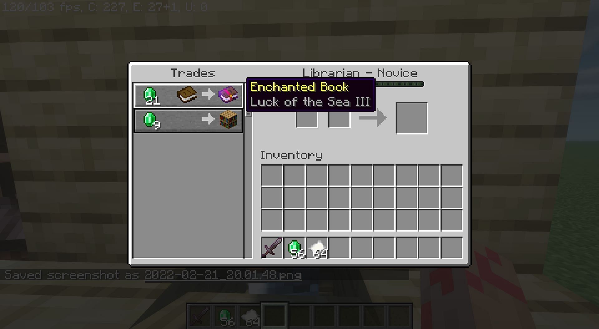 Enchanted book in the first trade with a Librarian (Image via Mojang)