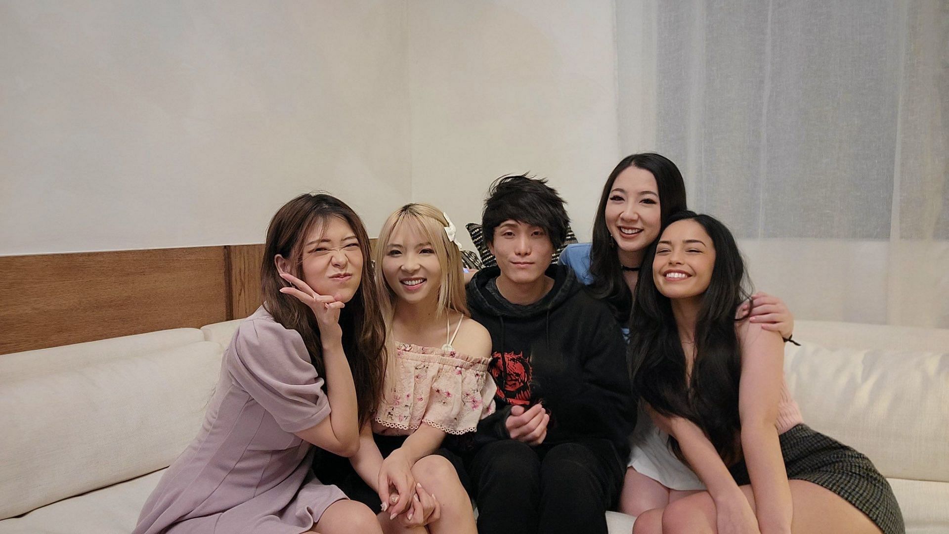 Rae and Miyoung with their new roomates (Images via Twitter/valkyrae)