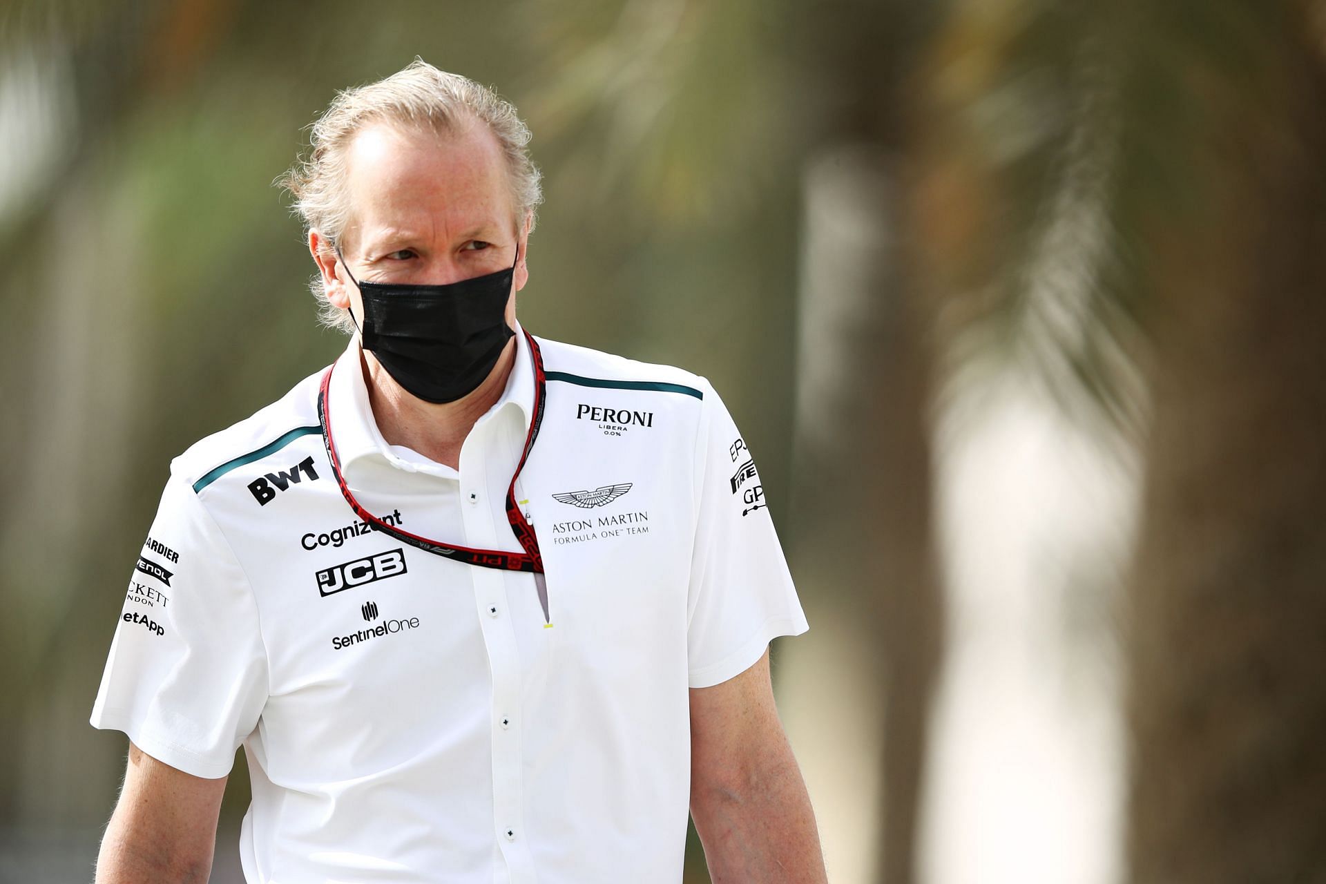 Andrew Green, Technical Director of Aston Martin F1 Team, walks in the Paddock during Day Two of F1 Testing at Bahrain International Circuit on March 13, 2021 (Photo by Mark Thompson/Getty Images)