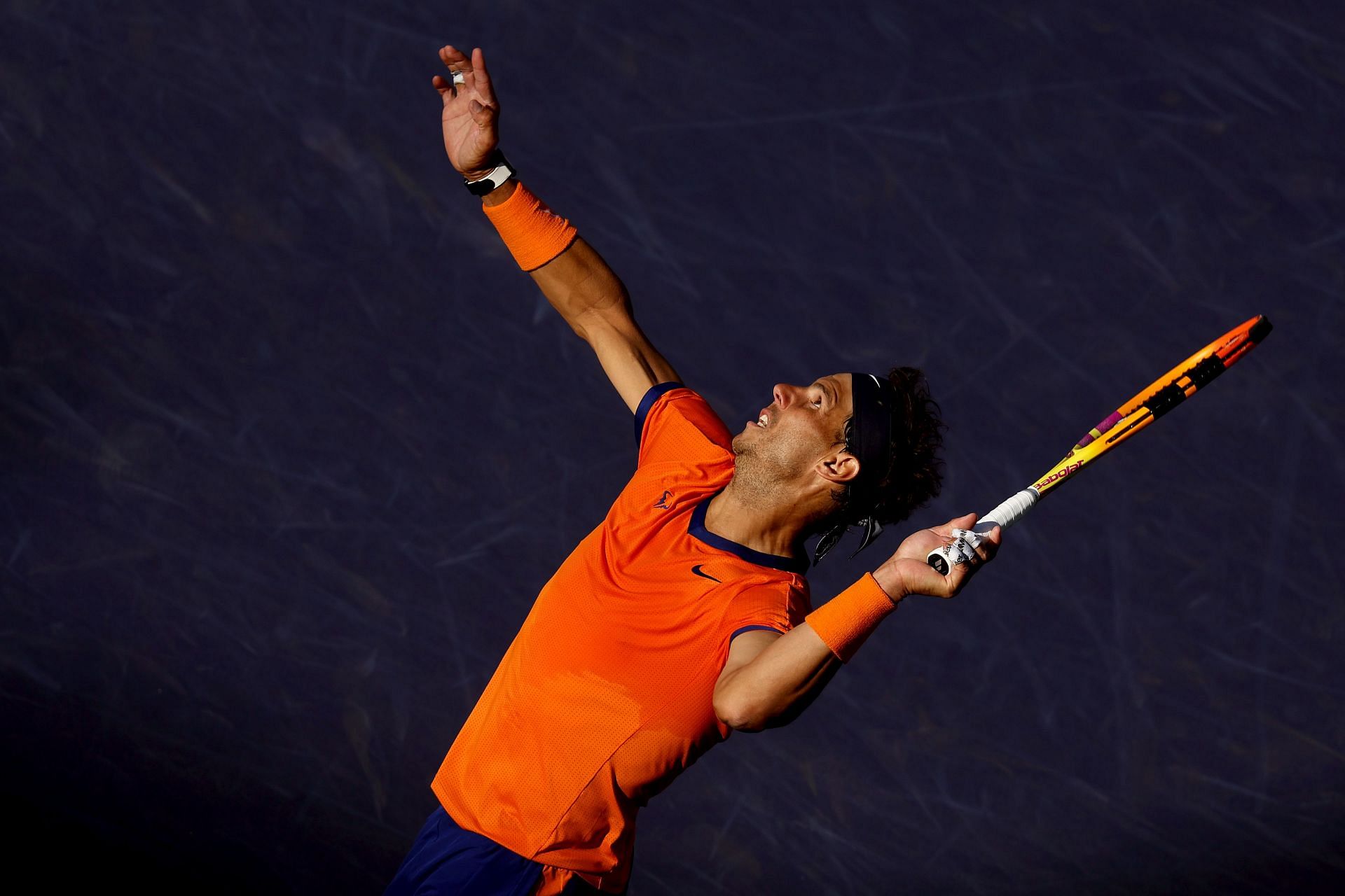 Rafael Nadal in action at Indian Wells