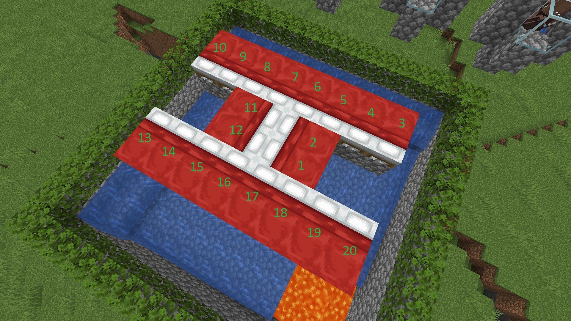 The beds as well as the order in which they should be placed (Image via Minecraft)