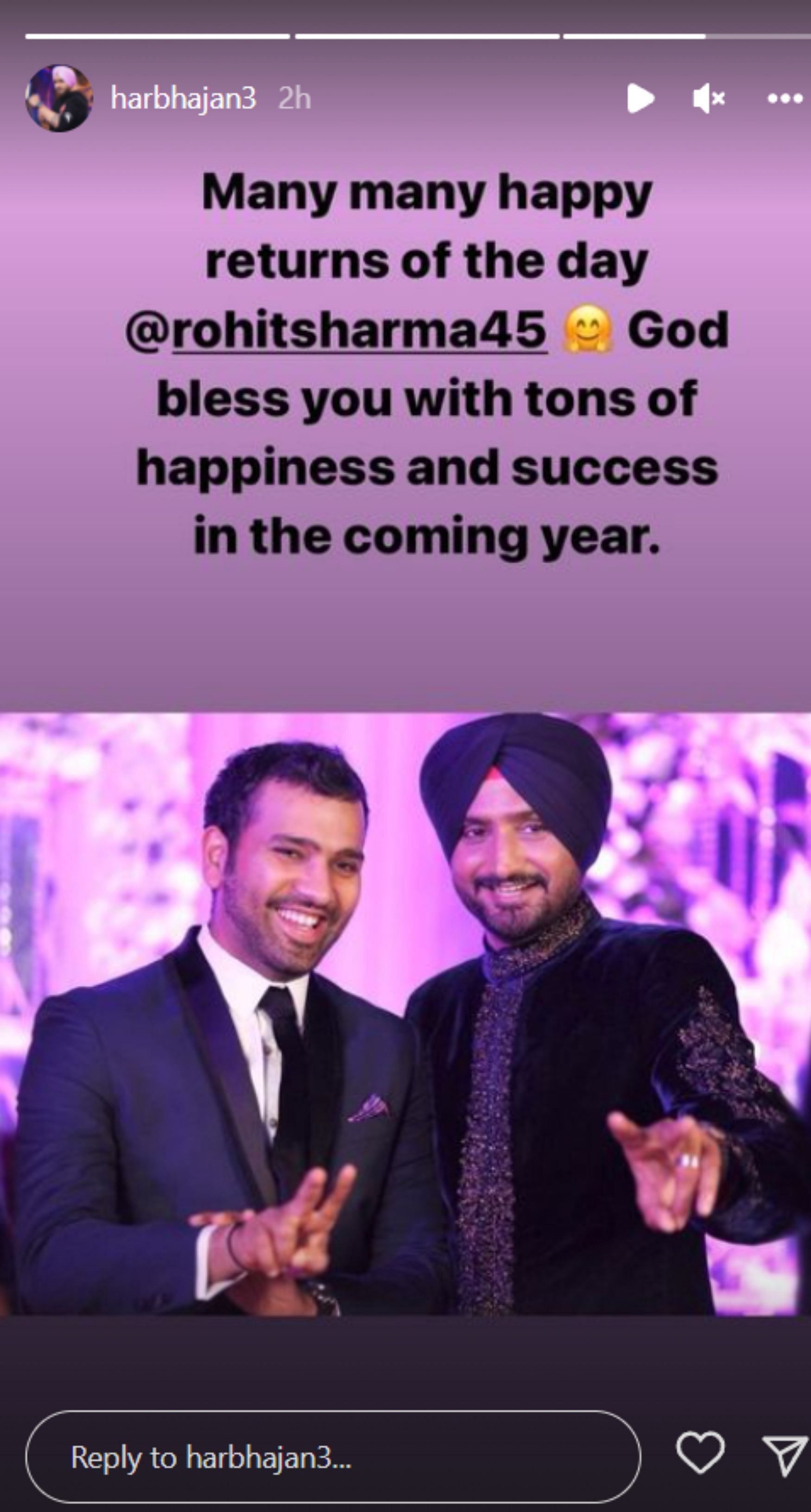 Harbhajan Singh wished via Instagram
