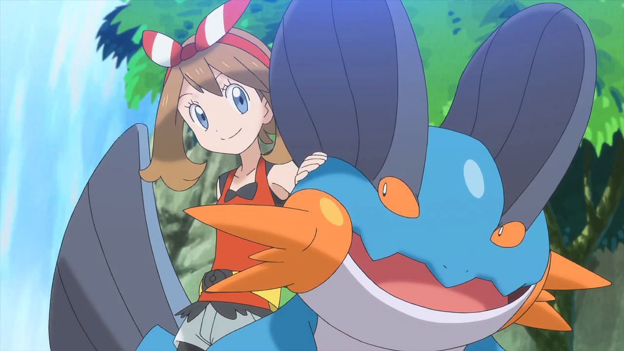 May&#039;s Swampert from the Omega Ruby and Alpha Sapphire animated trailer (Image via The Pokemon Company)