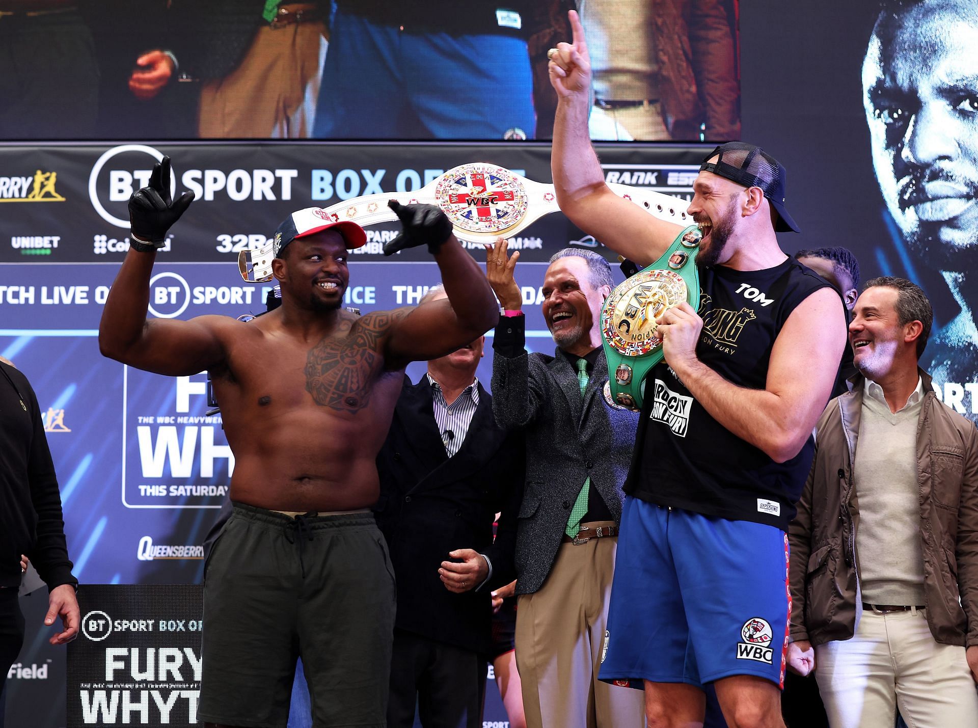 Tyson Fury and Dillian Whyte clashed tonight at Wembley Stadium.