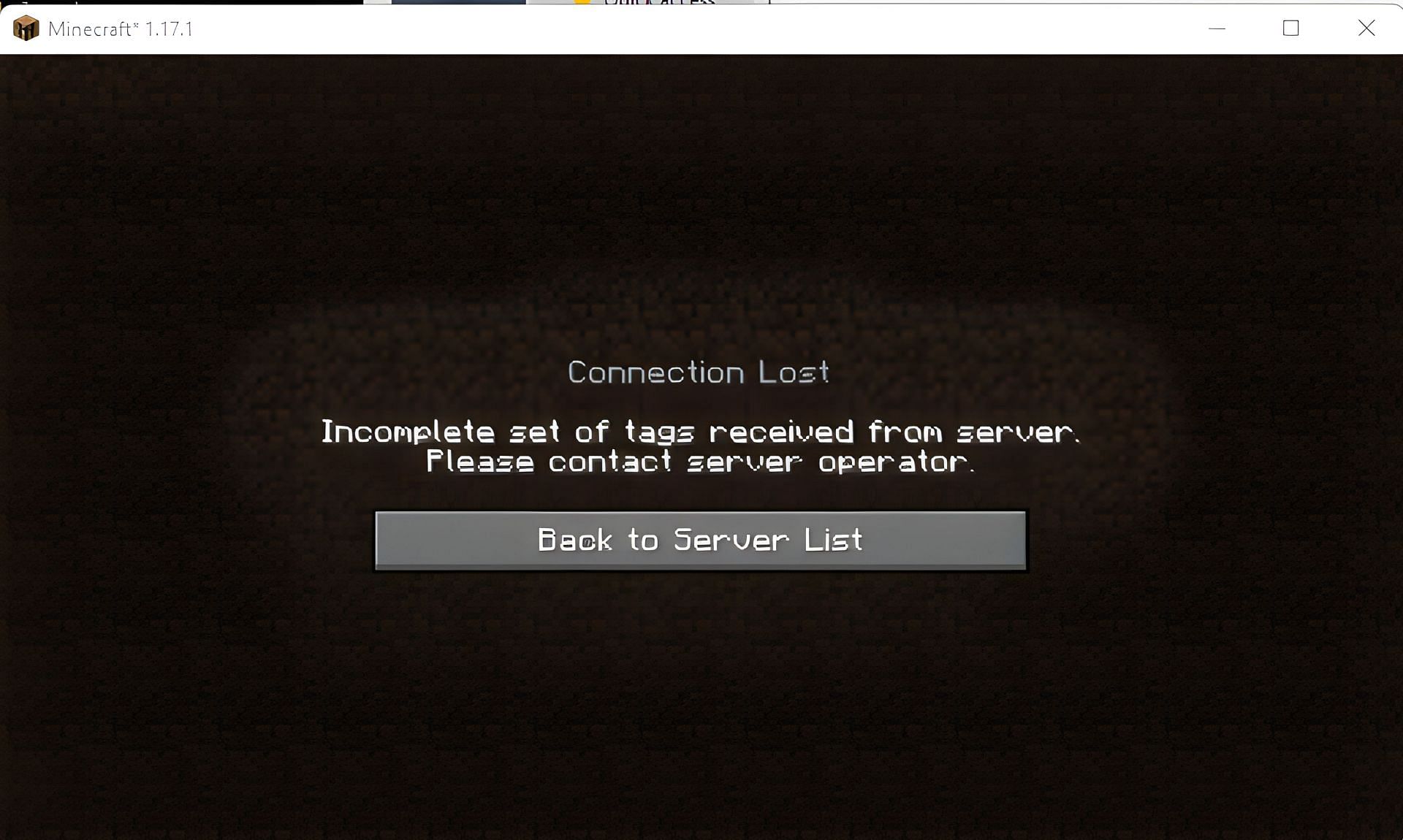 Connection lost server is unavailable
