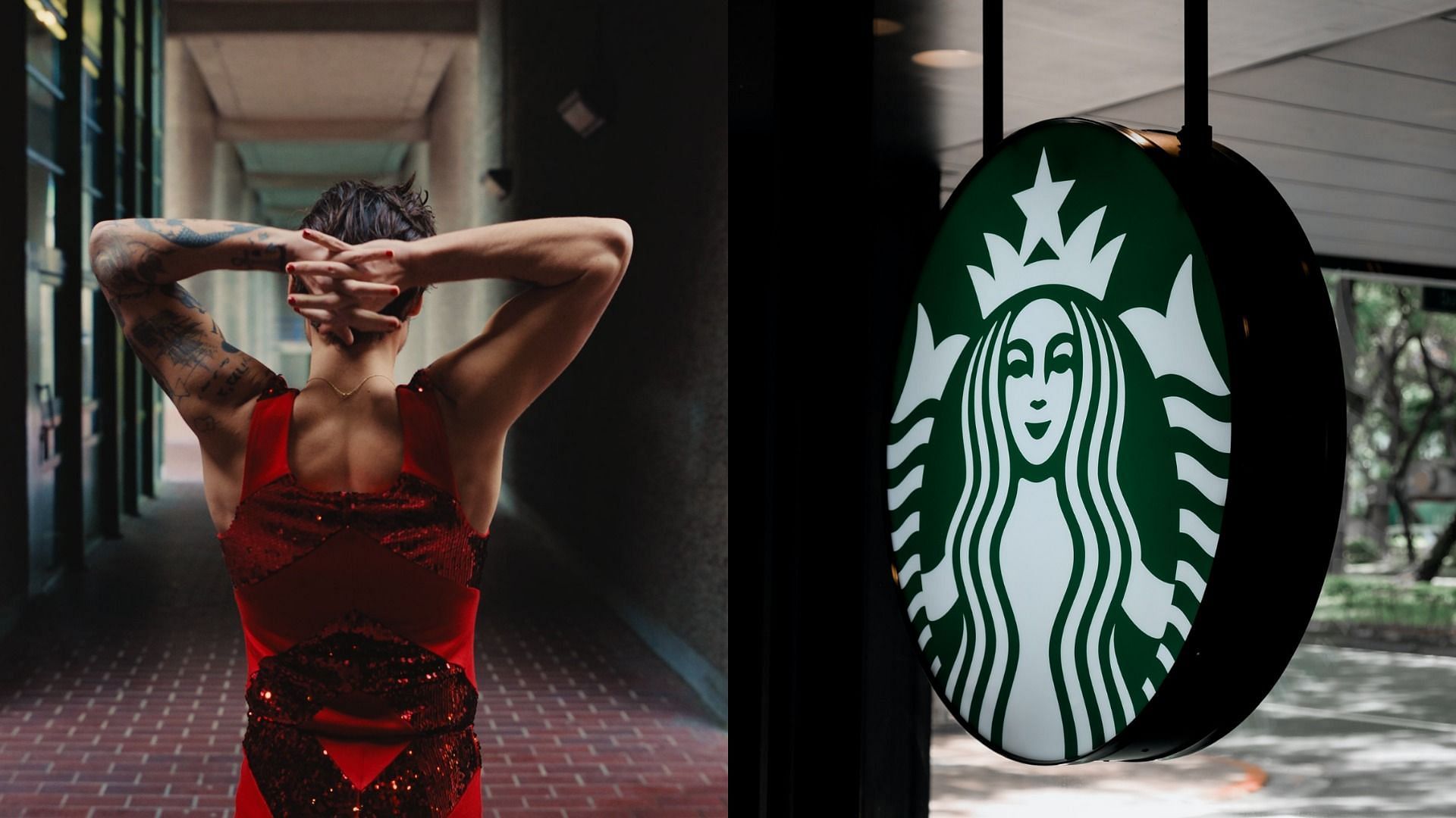 Rumors of a Harry Styles and Starbucks collaboration go viral on Twitter (Images via Harry Styles and Henry &amp; Co/Unsplash)
