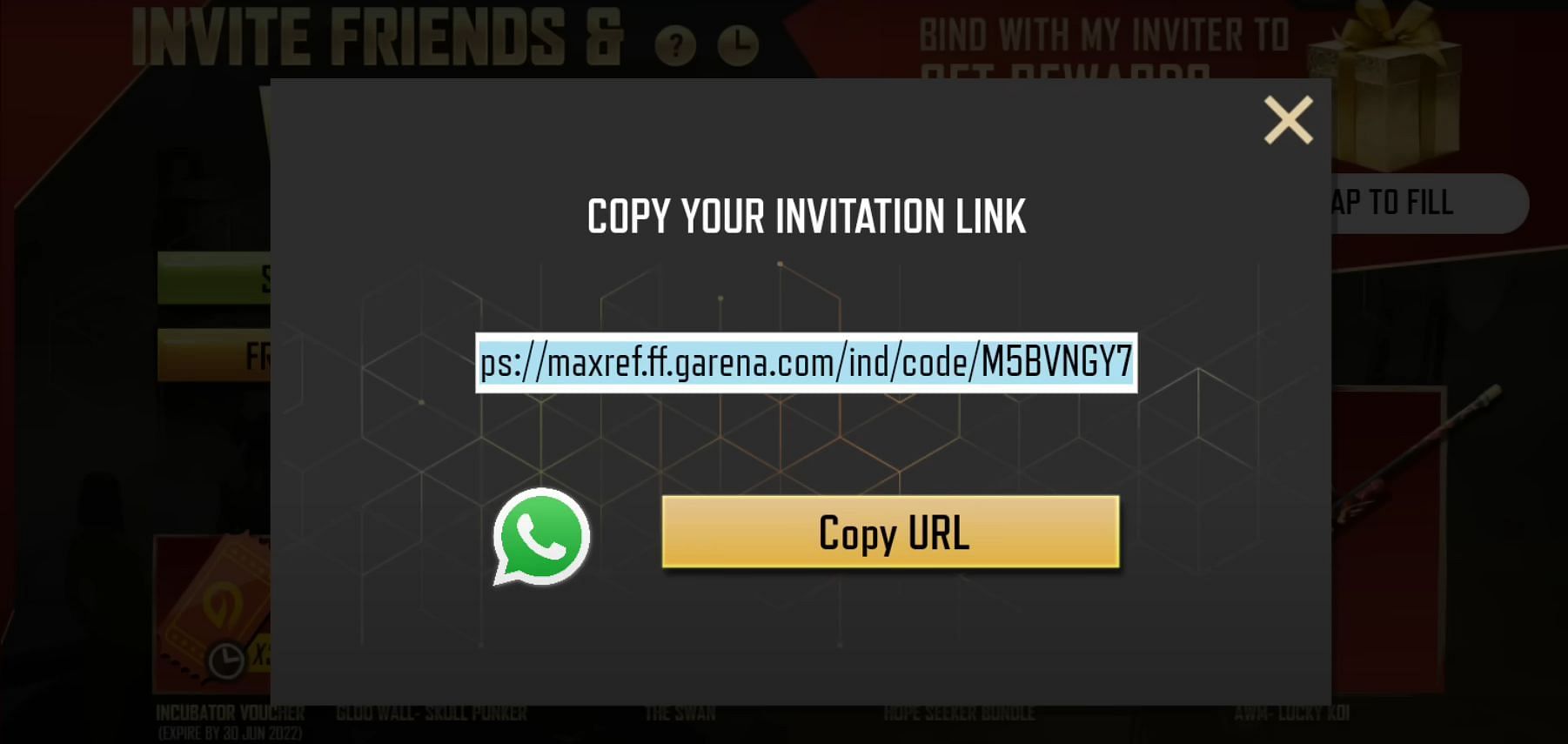 Players will have to copy link and share it with friends (Image via Moniez Gaming; YouTube)