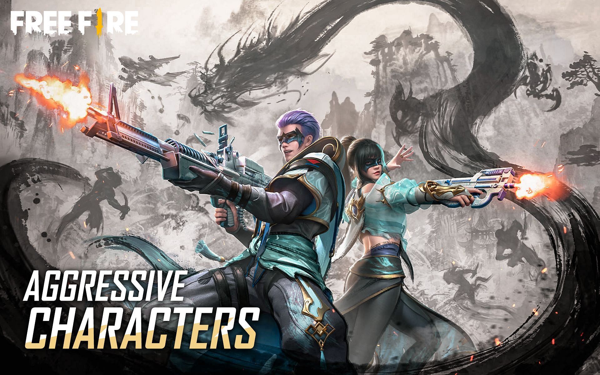 Aggressive Free Fire characters with Active abilities (Image via Sportskeeda)