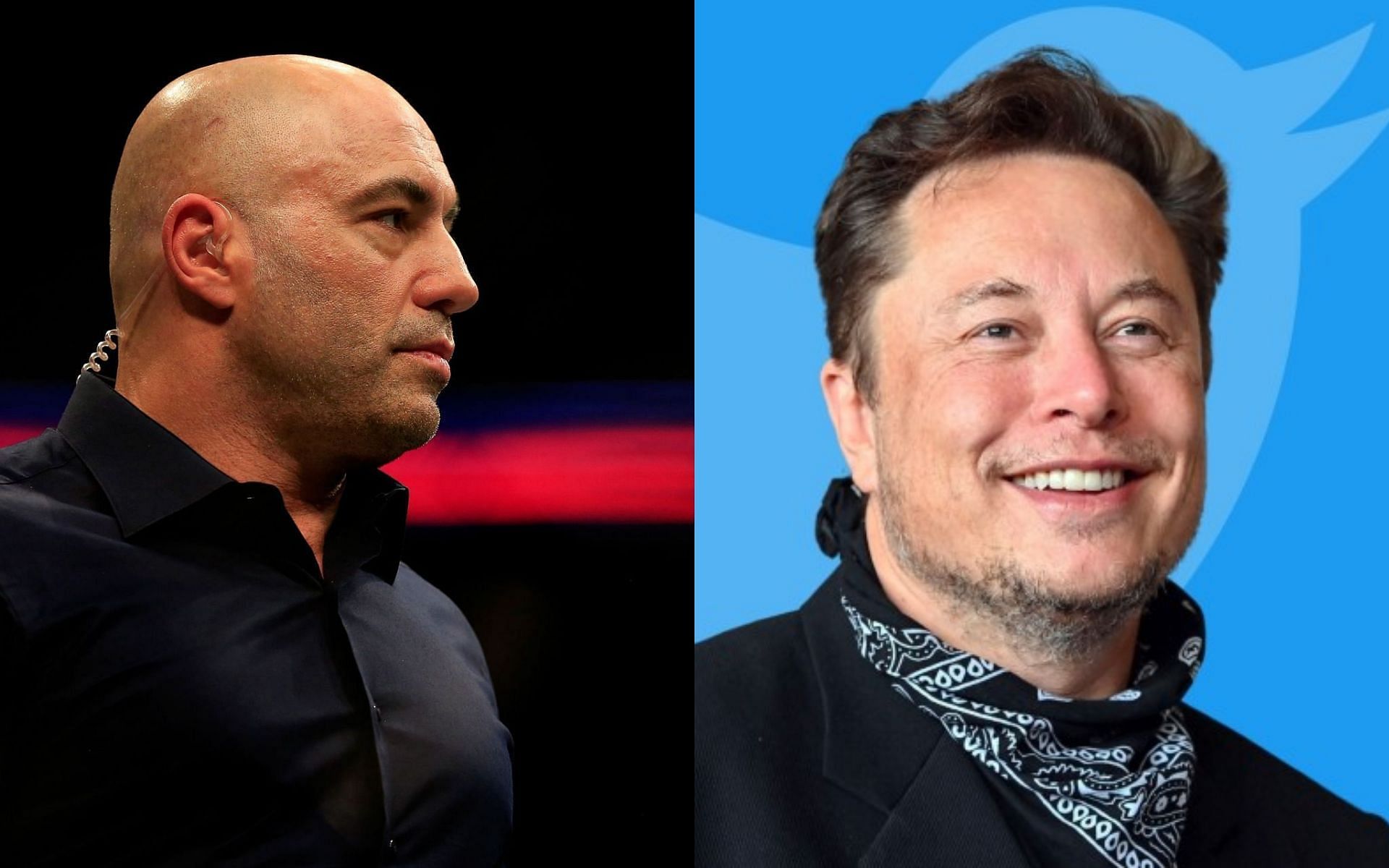 Joe Rogan (L); Elon Musk (R). via Twitter/disclose.tv