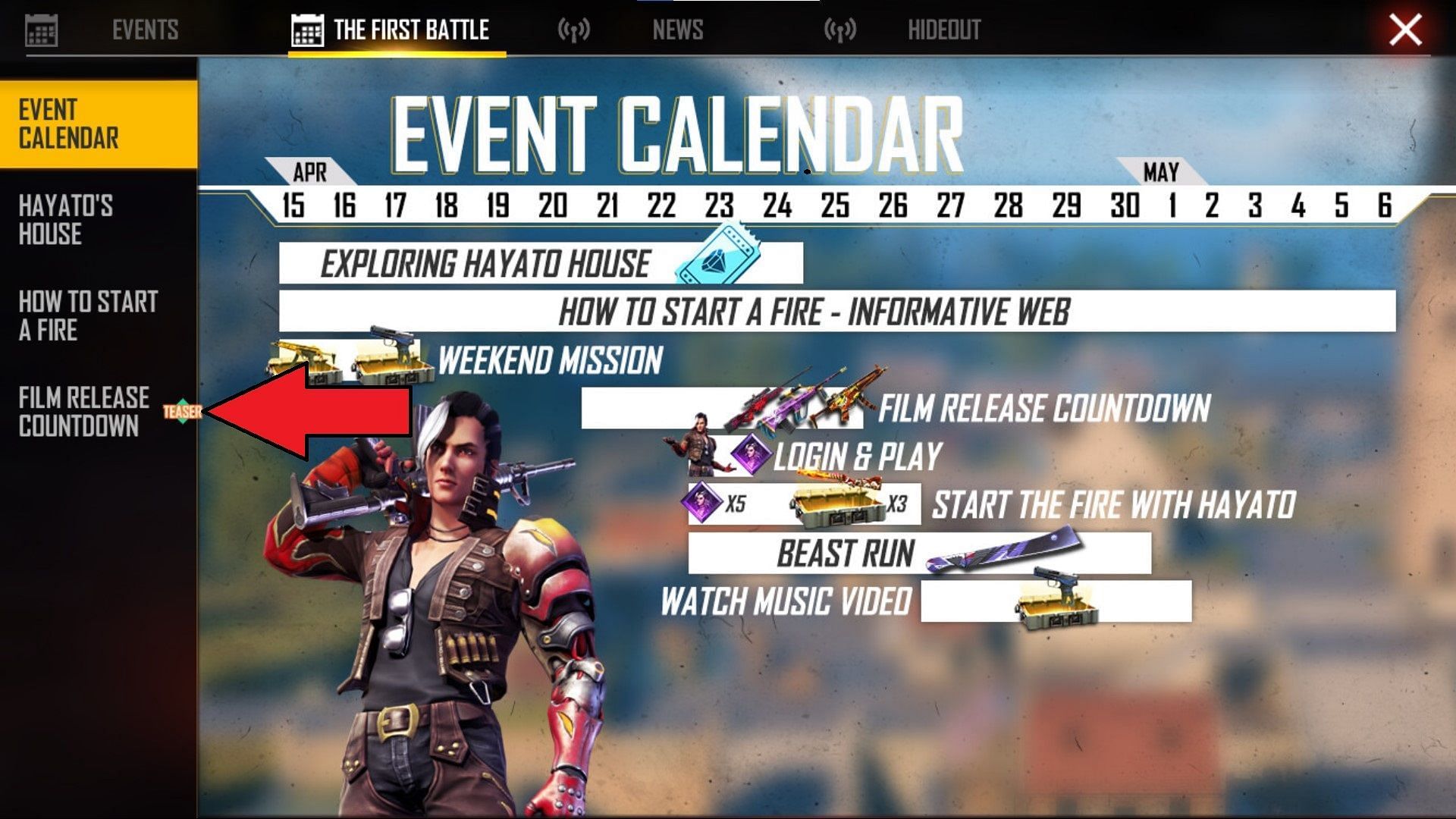 This is where the users must click to visit the event (Image via Garena)